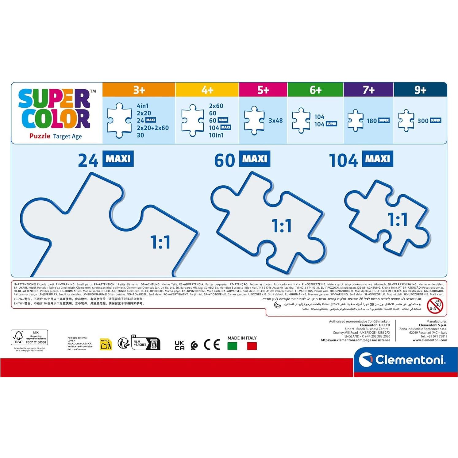 Rompecabezas Infantil Clementoni 104 Piezas Maxi 62x42 cm