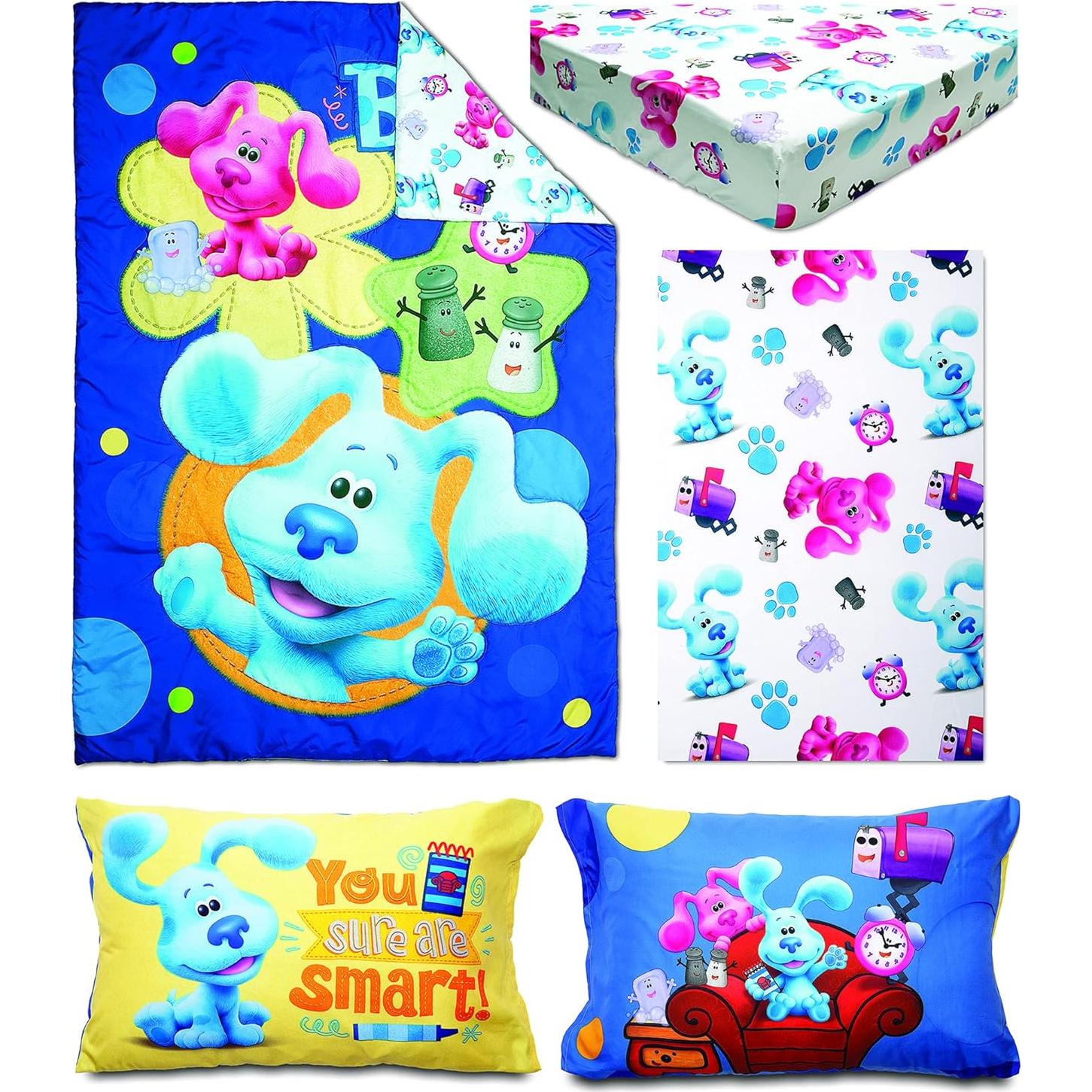 Juego de Ropa de Cama 4 Piezas Blues Clues Azul Reversible