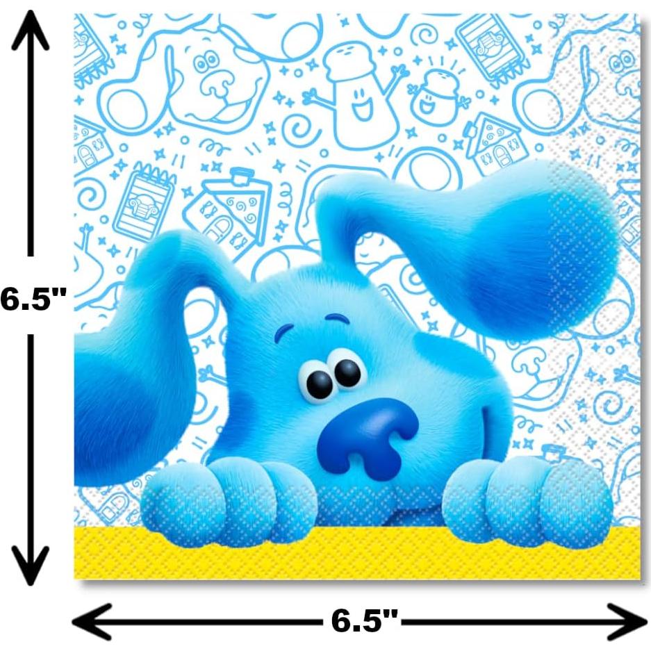 Suministros de Fiesta de Cumpleaños Blues Clues - Platos y Servilletas 16 Pzs + 24 Velas