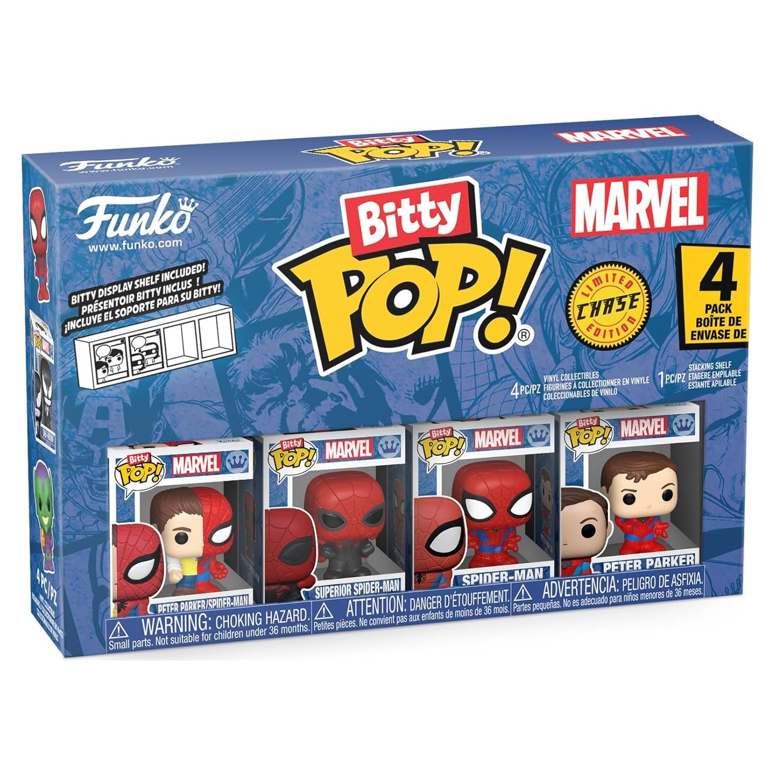 Funko Pop! Bitty 4PK - Peter Parker, Spider-Man y más - 2.3 cm