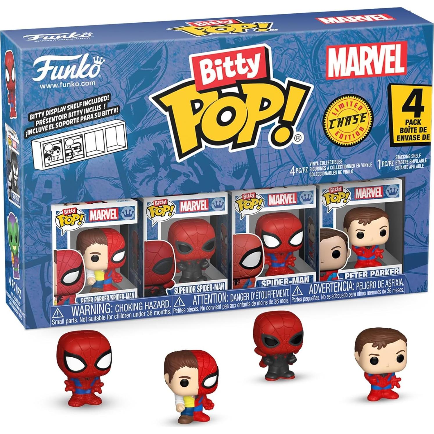 Funko Pop! Bitty 4PK - Peter Parker, Spider-Man y más - 2.3 cm