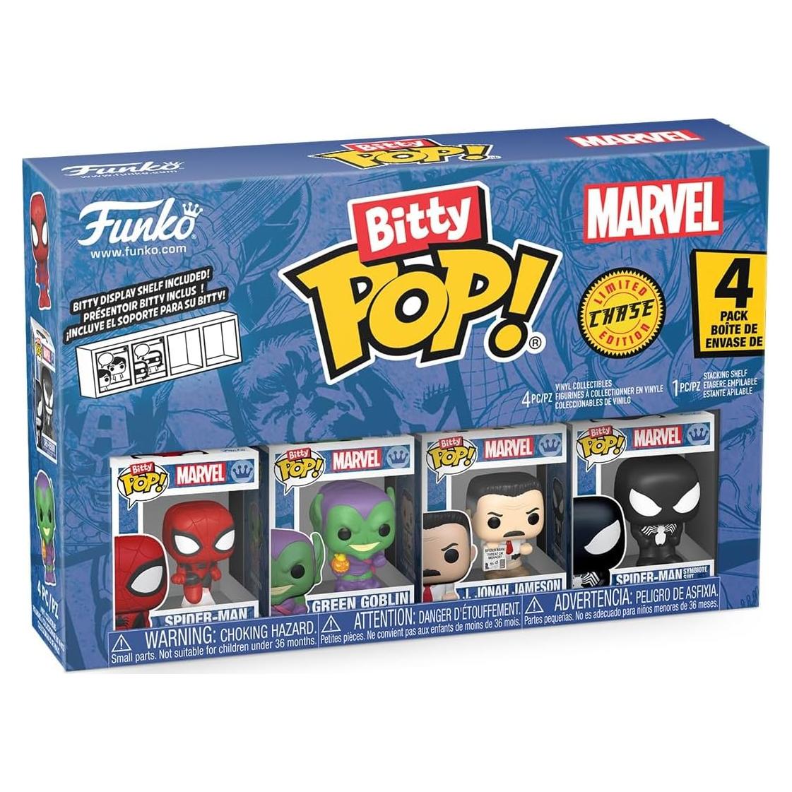 Funko Pop Bitty Marvel: Spider-Man, Duende Verde y J. Jonah Jameson - 4 Figuras 2.3 cm