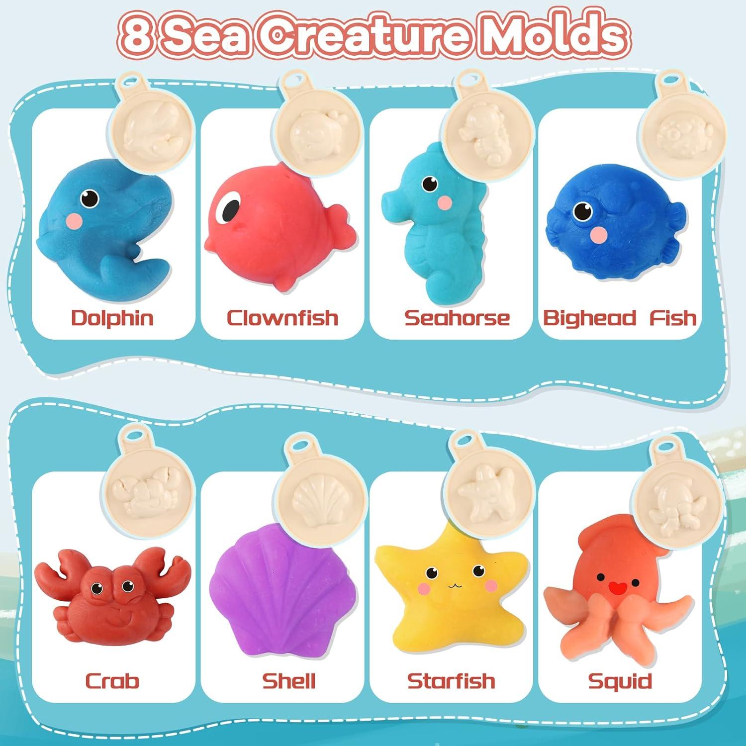 Juego de Plastilina Barco de Pesca Crelloci con 8 Moldes y 10 Colores