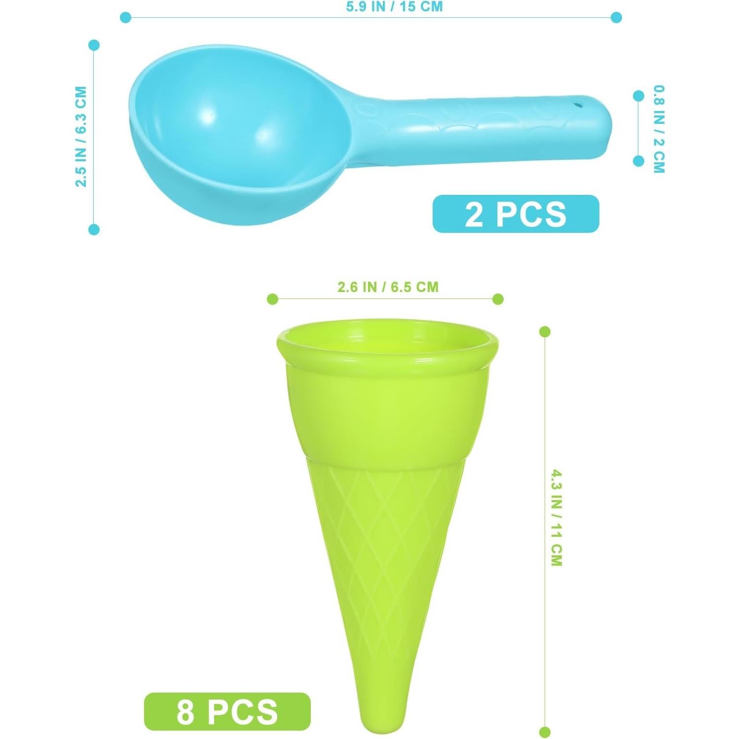 Conjunto de Juguetes de Playa Kisangel - 10 Conos de Helado y Cucharas