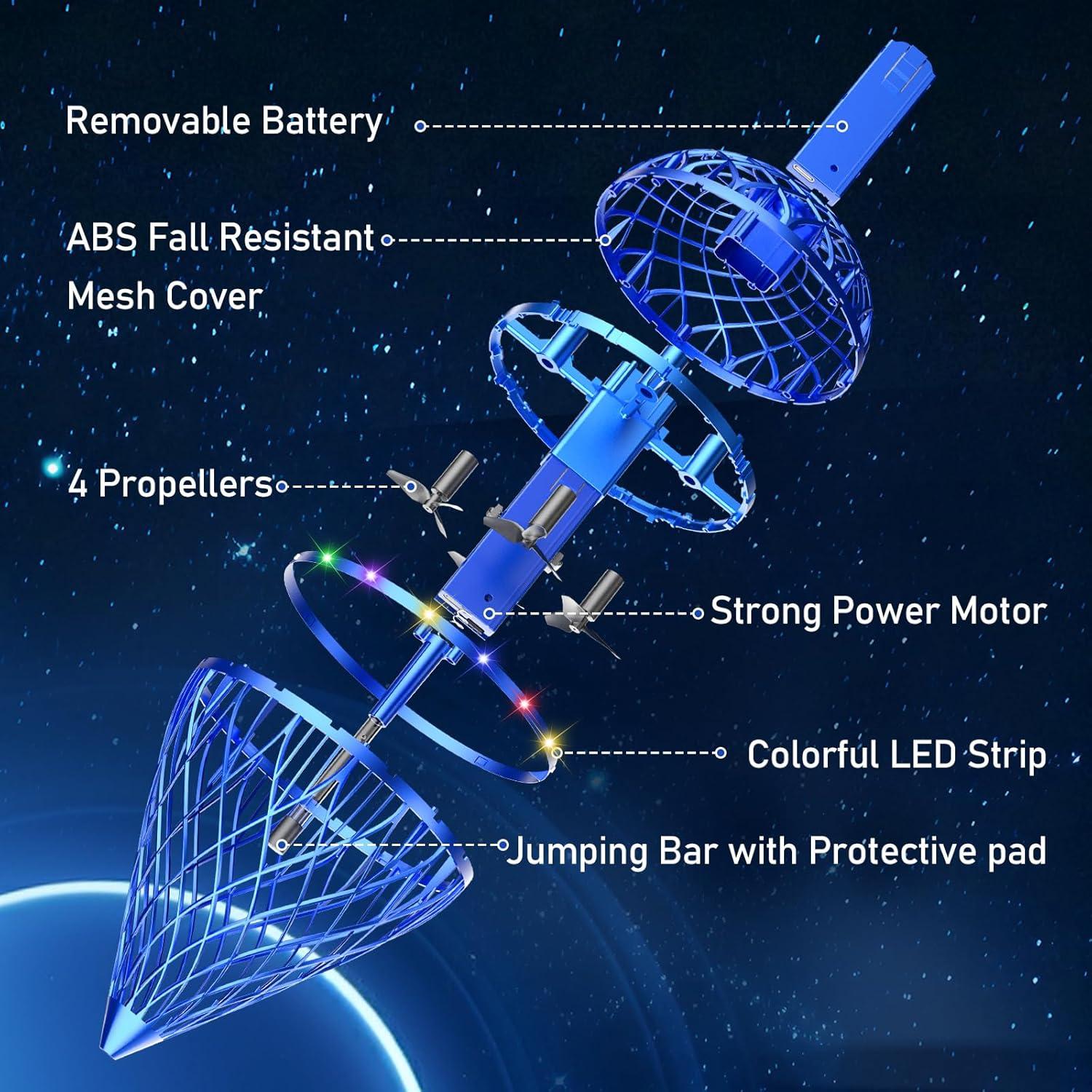 Bola Voladora Dhapy Azul-L 360° Controlada por Mano