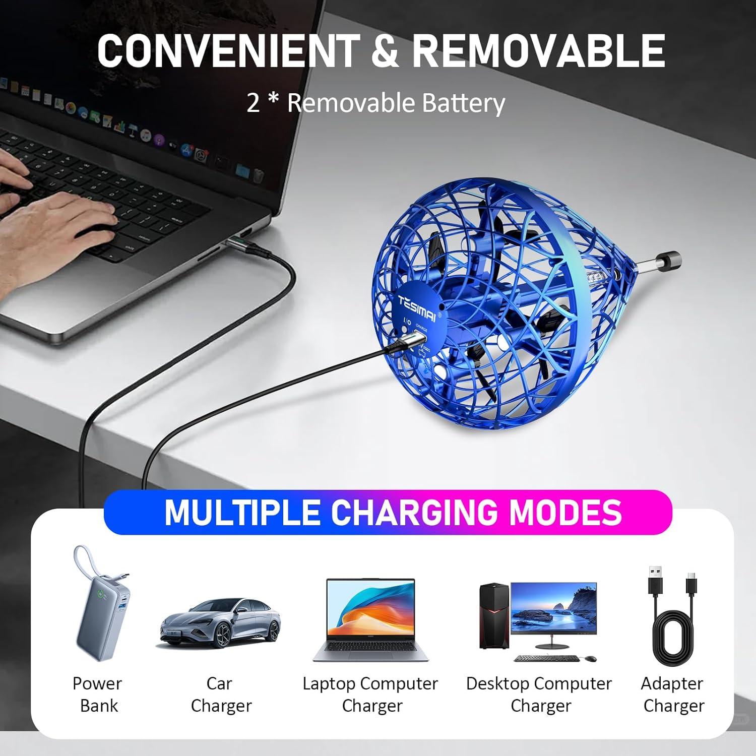 Bola Voladora Dhapy Azul-S 360° Rotación Juguete Interactivo