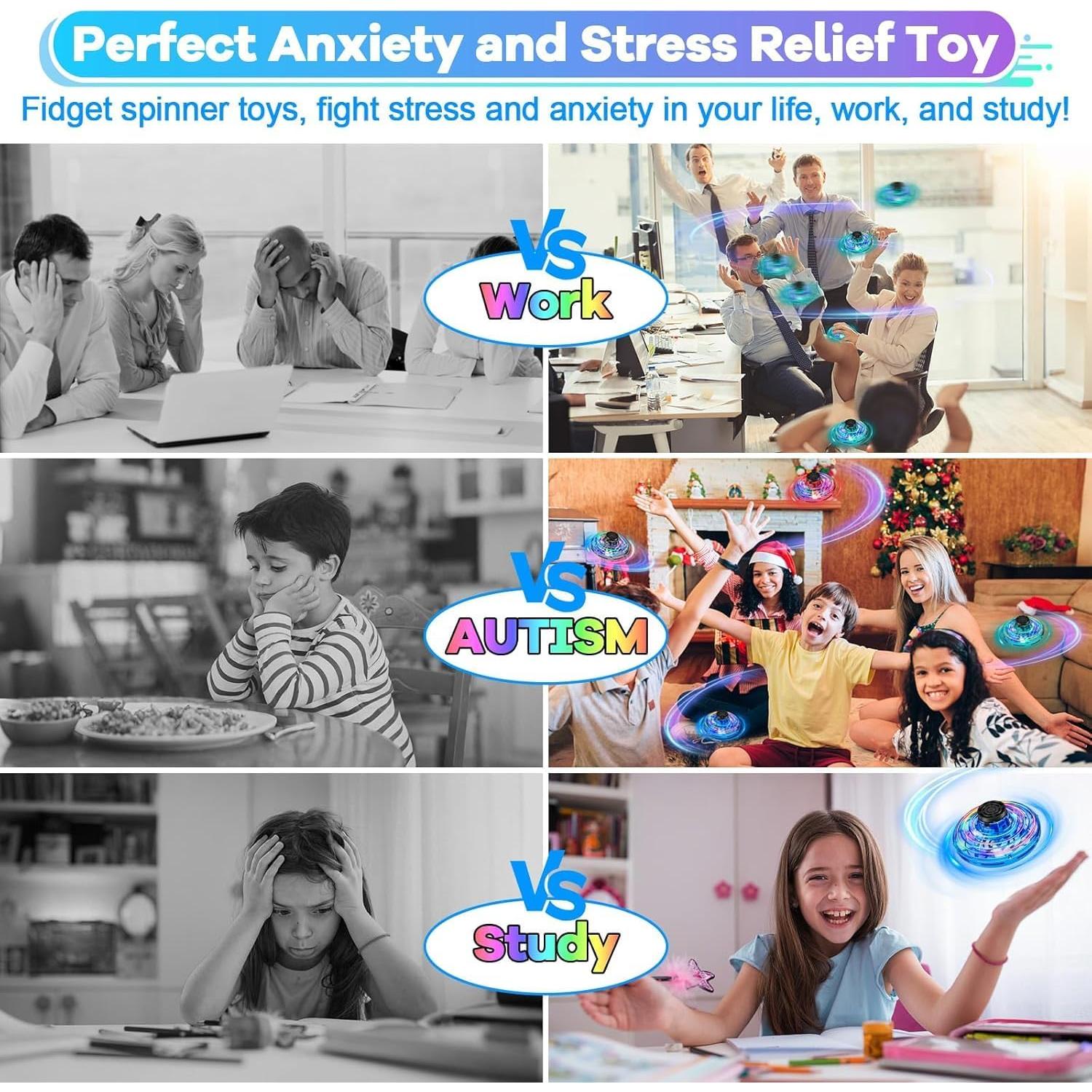 Drone Volador para Niños Vantexi Azul, Juguete Fidget LED