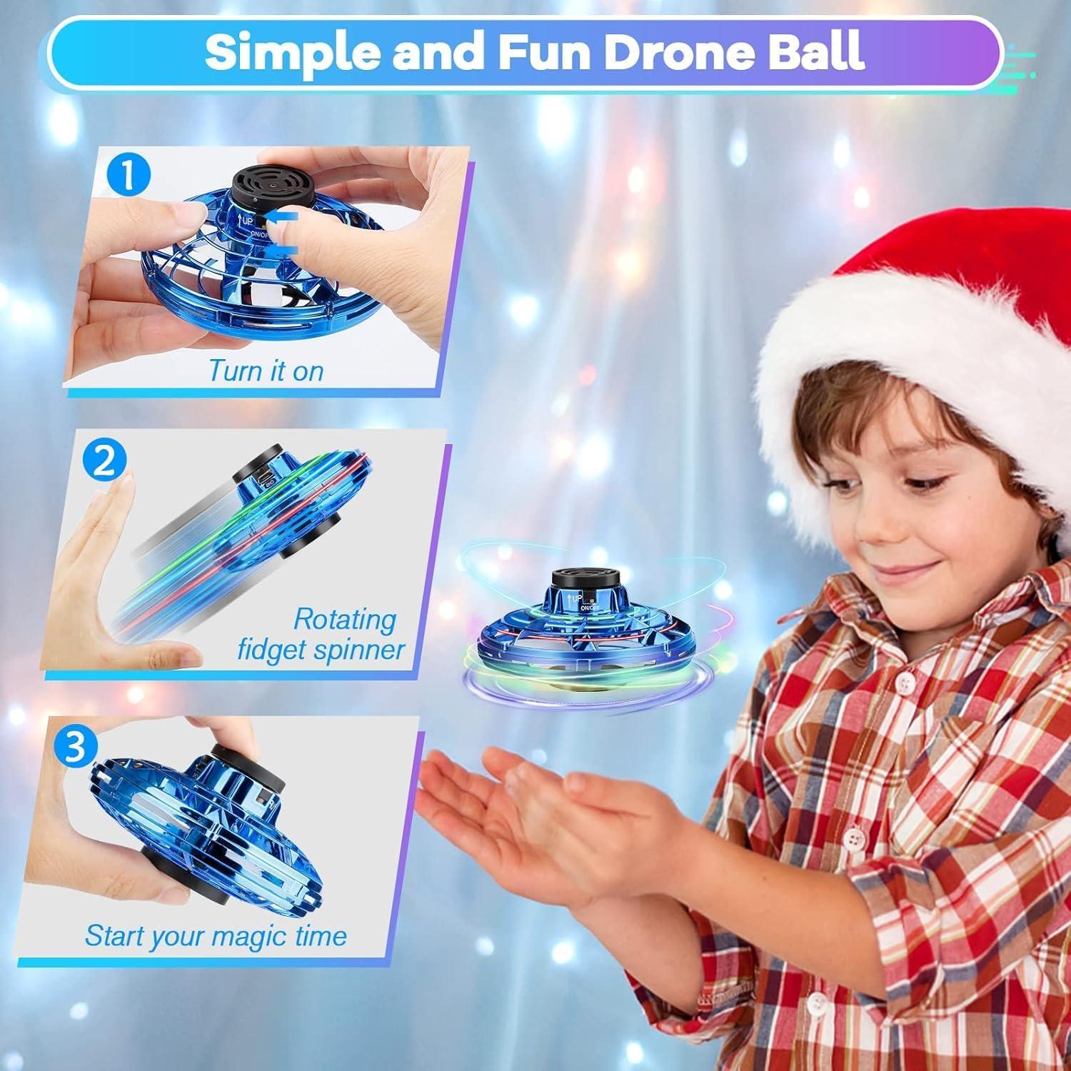 Drone Volador para Niños Vantexi Azul, Juguete Fidget LED