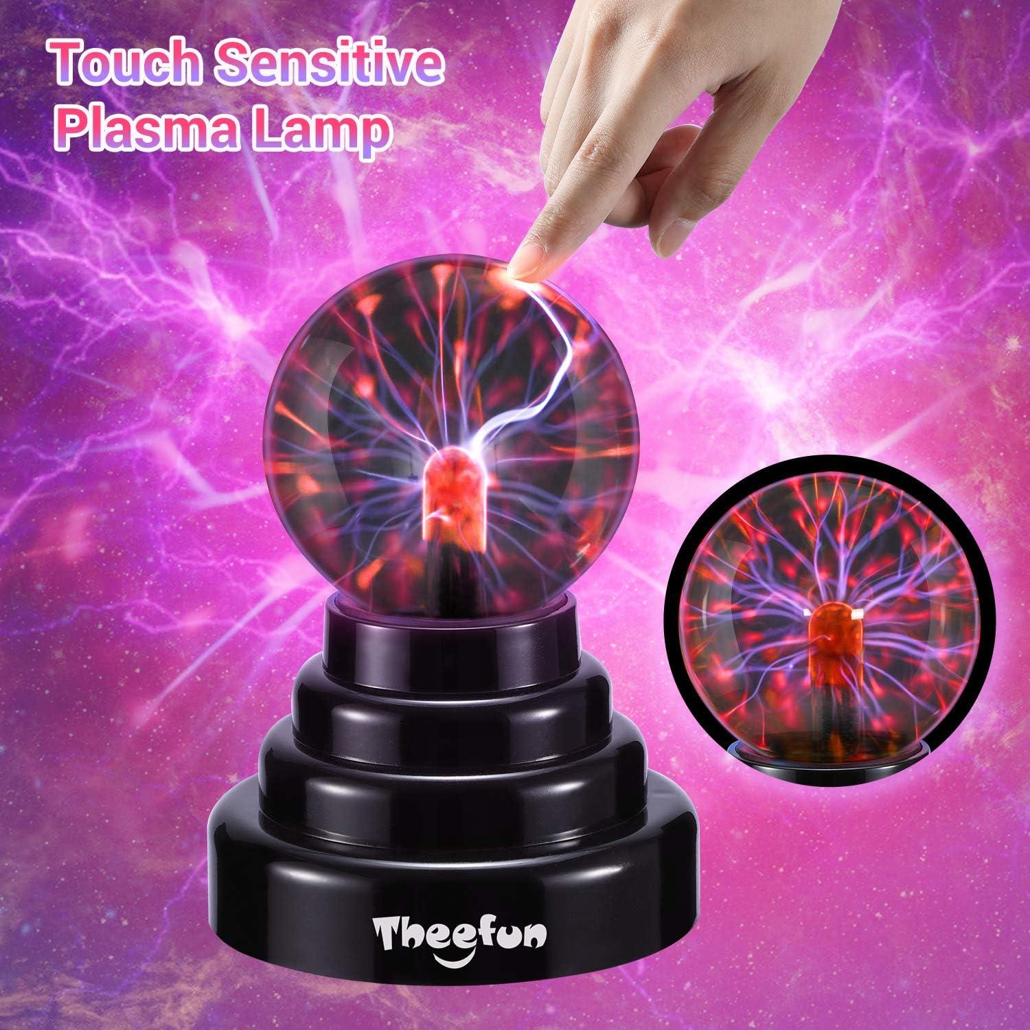 Esfera de Plasma Theefun 8 cm, Lámpara Táctil USB/Batería