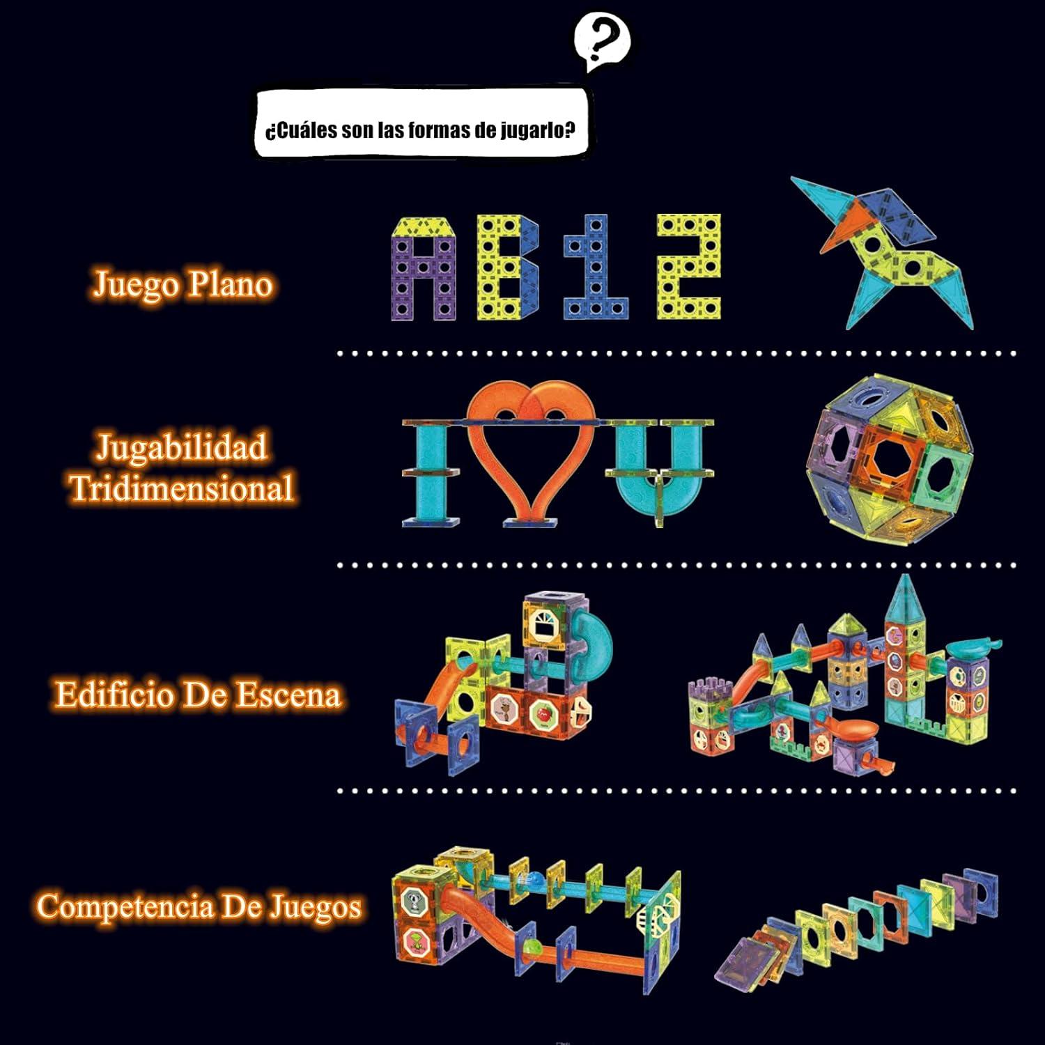 Bloques de Construcción Magnéticos BINZKBB 110 Piezas Brillan en la Oscuridad