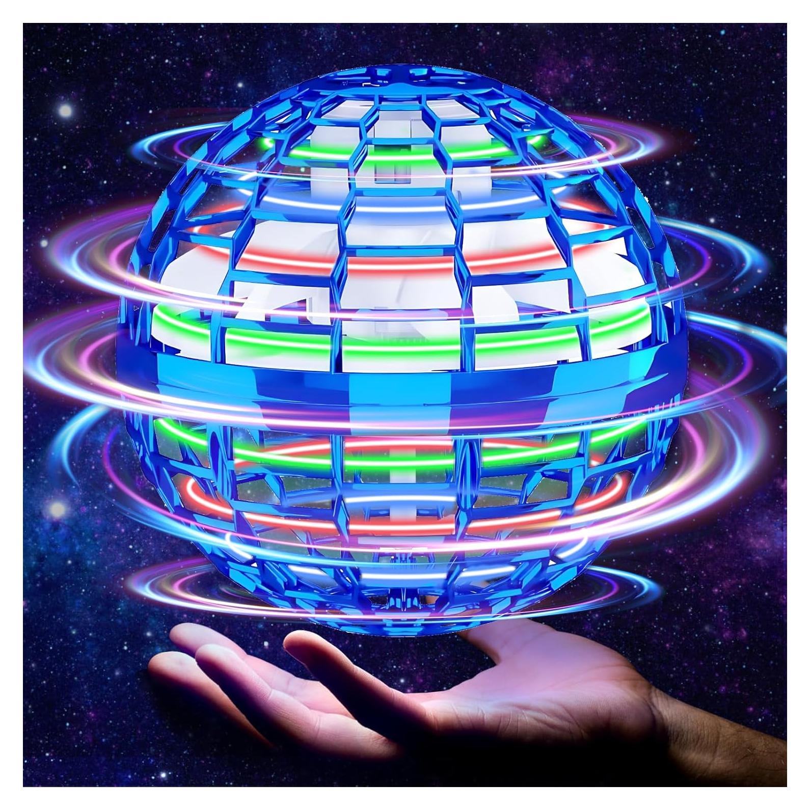 Flying Orb Ball Toy, Galaxy Ball 2024 Cosmic Globe Boomerang Hover Ball Fidget Spinner, Hand Controlled Mini Drone, Cool Toys Gifts for 6 7 8 9 10+ Year Old Boys Girls Outdoor Toys(Blue)