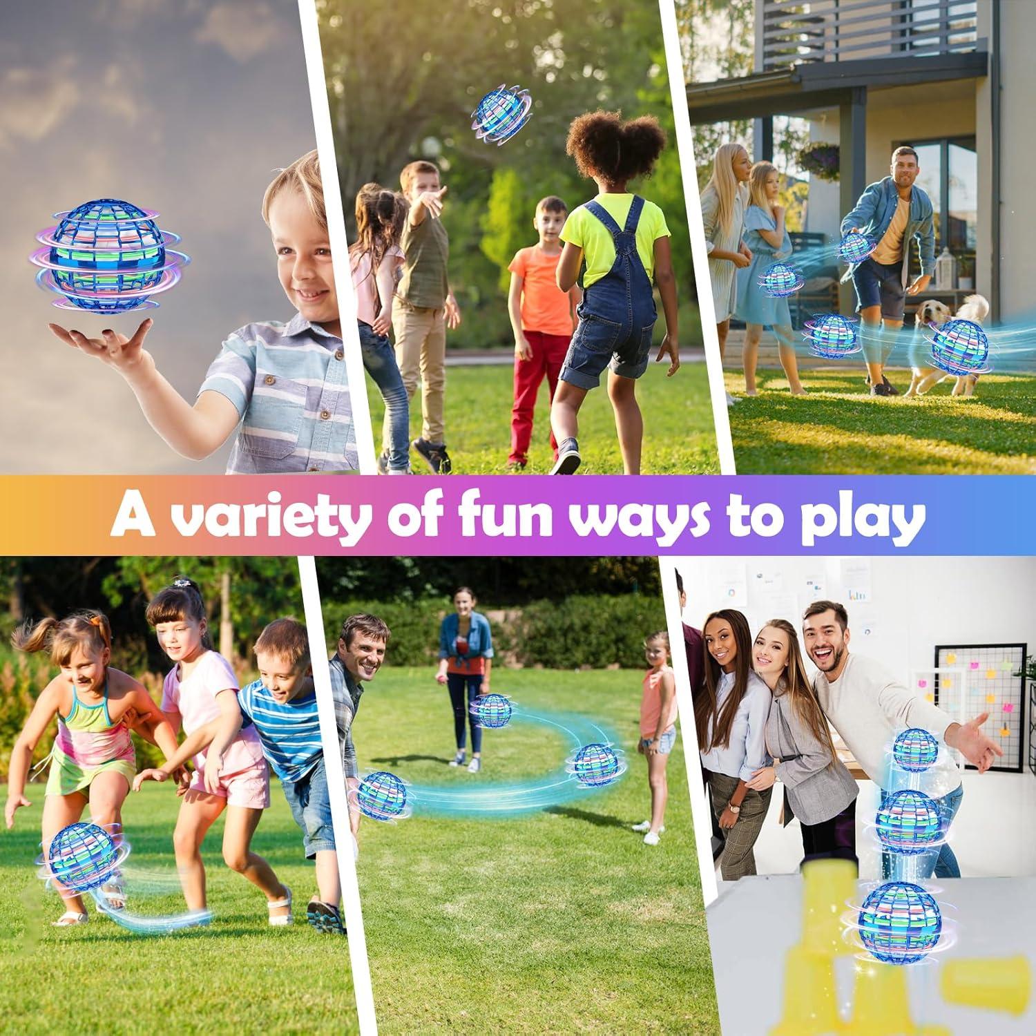 Flying Orb Ball Toy, Galaxy Ball 2024 Cosmic Globe Boomerang Hover Ball Fidget Spinner, Hand Controlled Mini Drone, Cool Toys Gifts for 6 7 8 9 10+ Year Old Boys Girls Outdoor Toys(Blue)