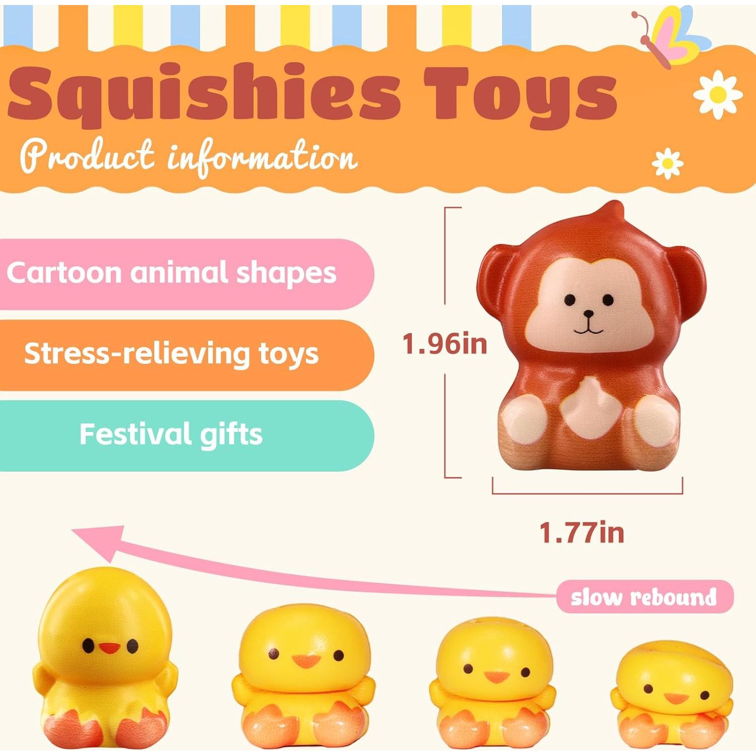 12 Juguetes Antiestrés Squishies de Animales Bravobeauty