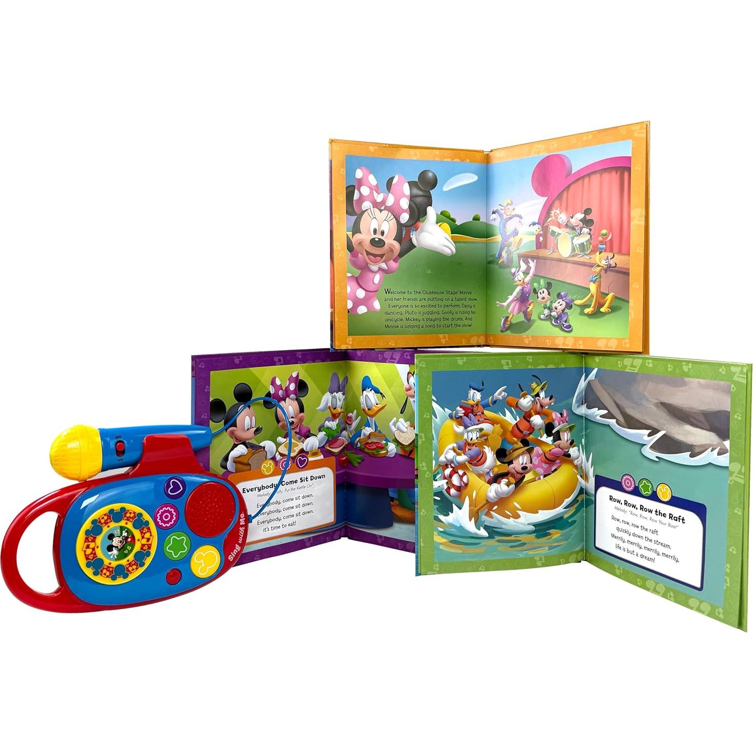 Disney Junior Mickey Mouse Clubhouse - Sing with Me 8-Book Library and Sing-Along Music Player - Minnie Mouse, Daisy Duck, Donald Duck, Pluto, and Goofy - PI Kids
