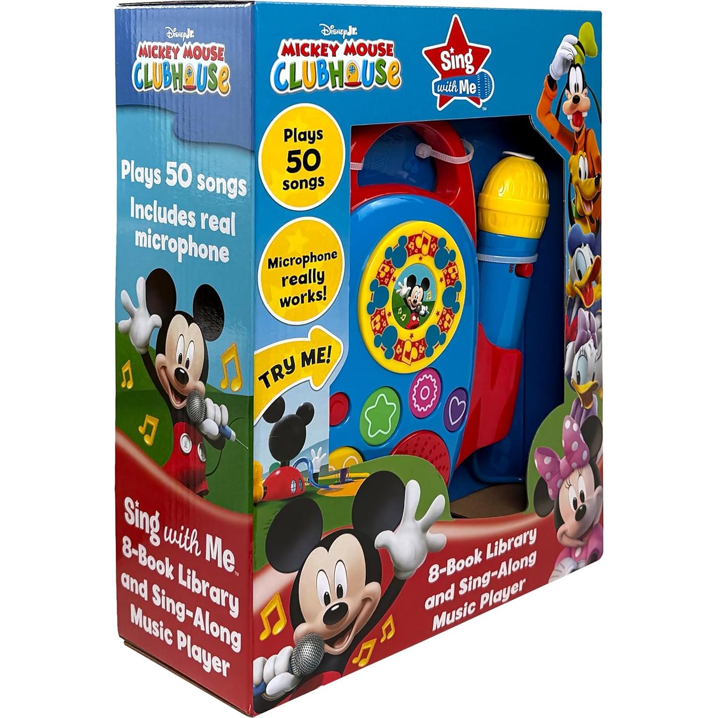 Disney Junior Mickey Mouse Clubhouse - Sing with Me 8-Book Library and Sing-Along Music Player - Minnie Mouse, Daisy Duck, Donald Duck, Pluto, and Goofy - PI Kids
