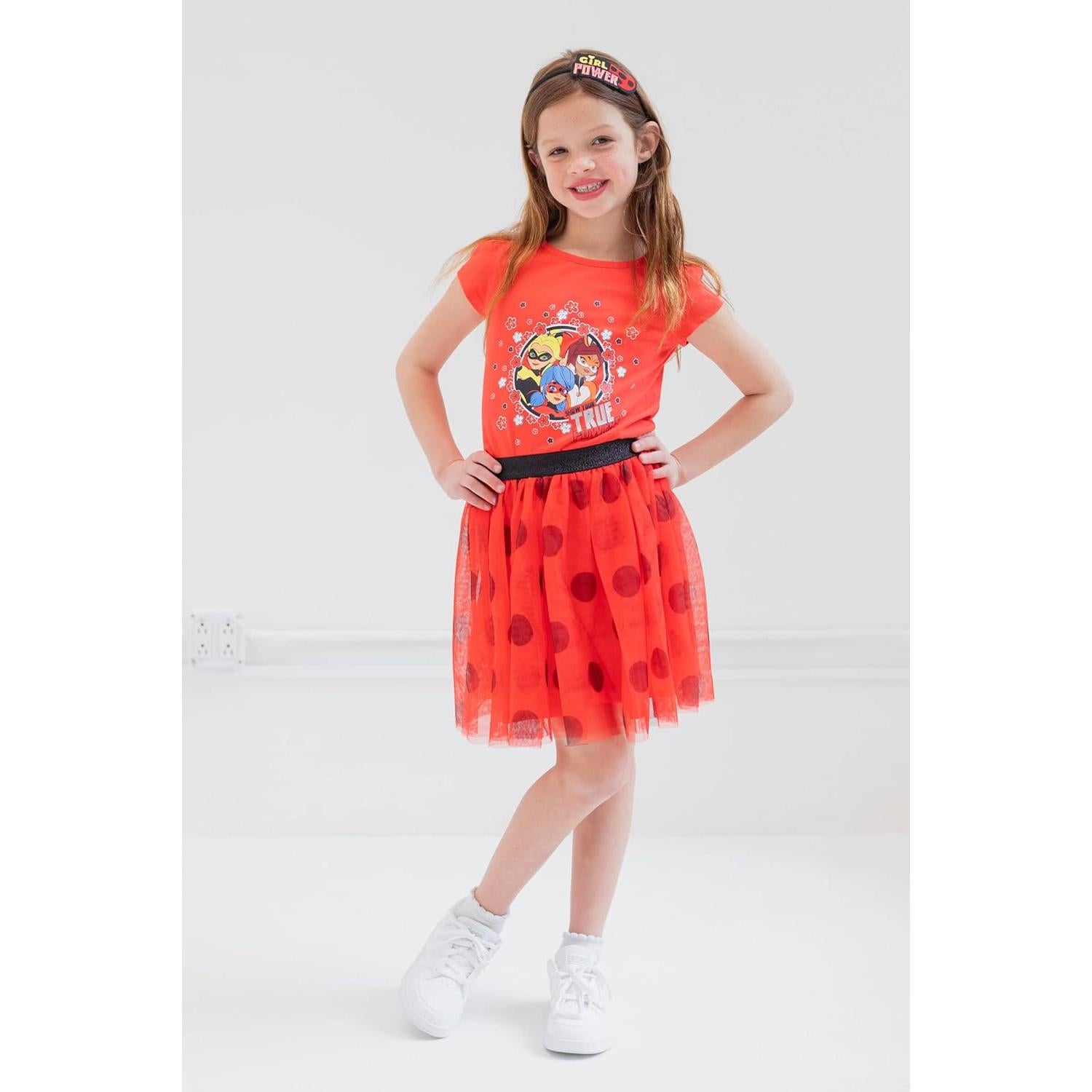 Conjunto 3 piezas Miraculous: camiseta, falda y diadema 6-6X