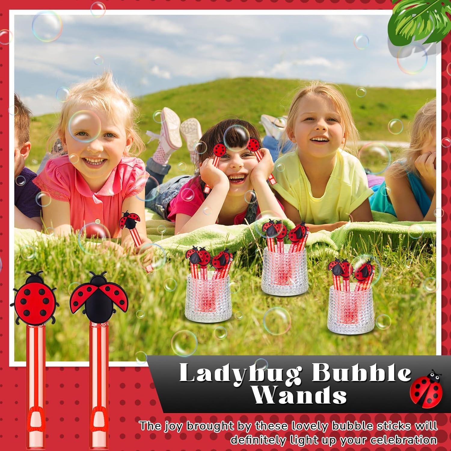 24 Varitas de Burbujas de Mariquita para Fiesta - Seenelling