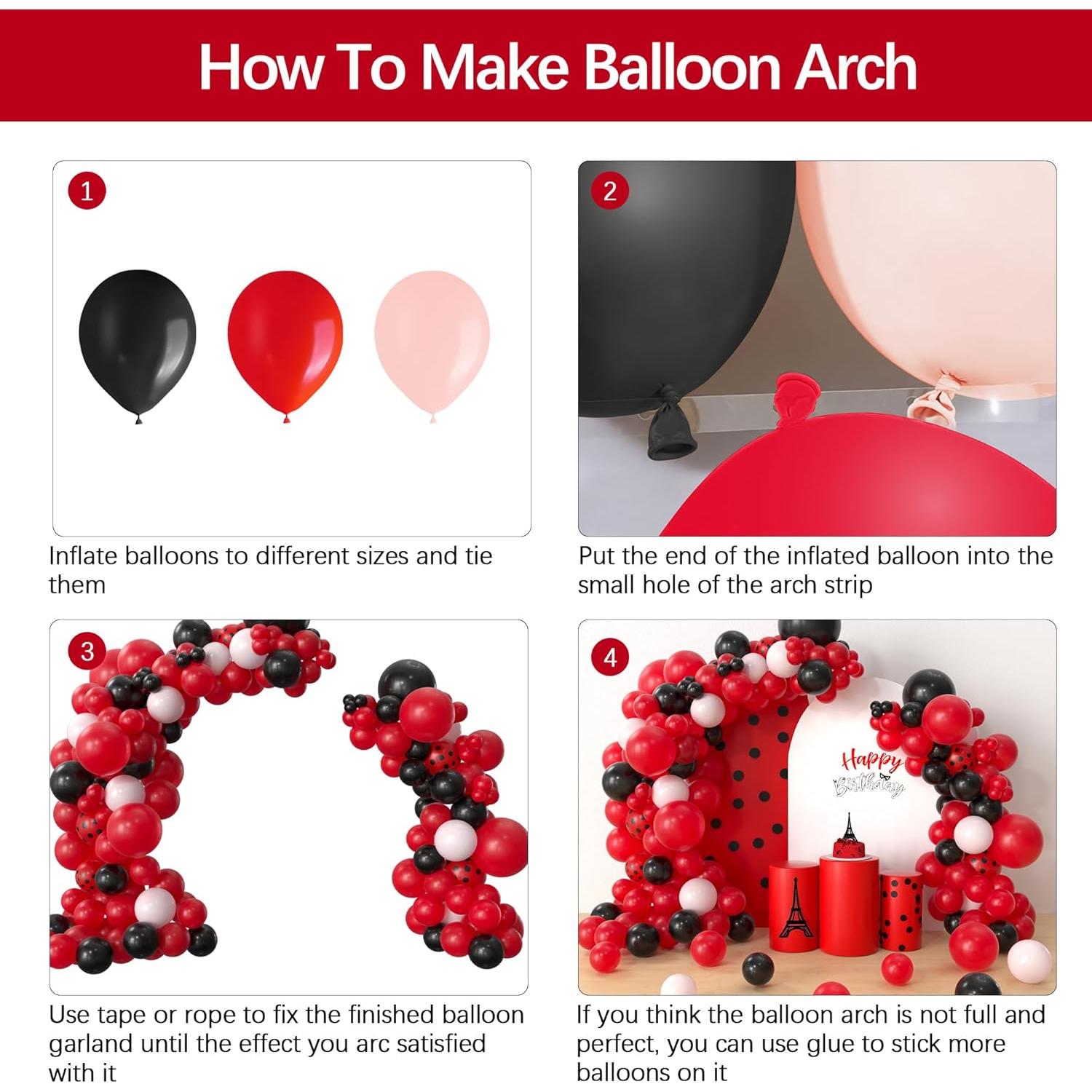 Kit de Arco de Globos de Mariquita 151 Pcs - HYOWCHI