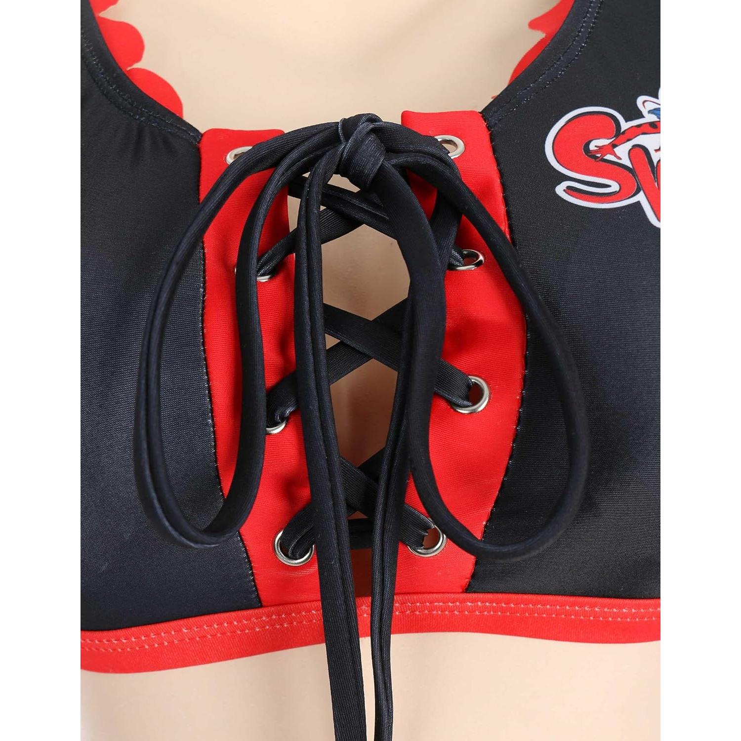 Traje de Baño de Dos Piezas Micotaku Ladybug Mujeres Rojo Negro