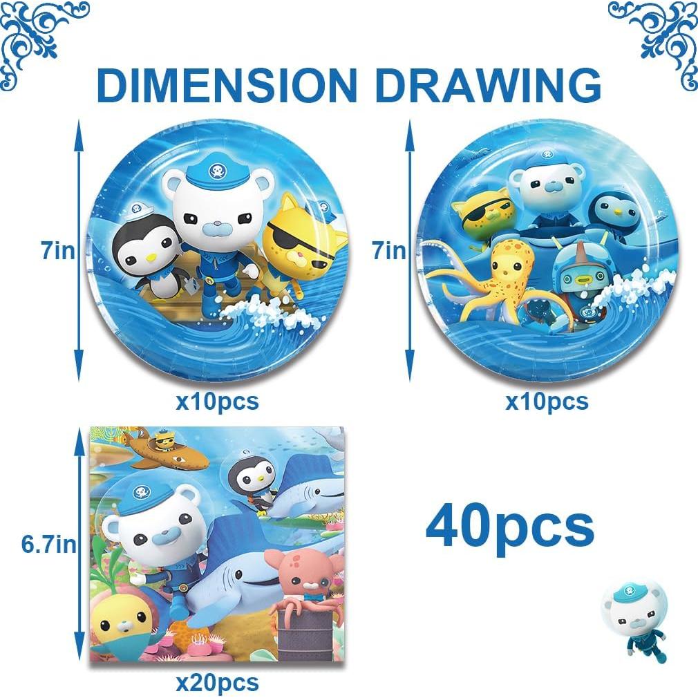 Suministros de Fiesta Octonautas 40 Pcs - Platos y Servilletas
