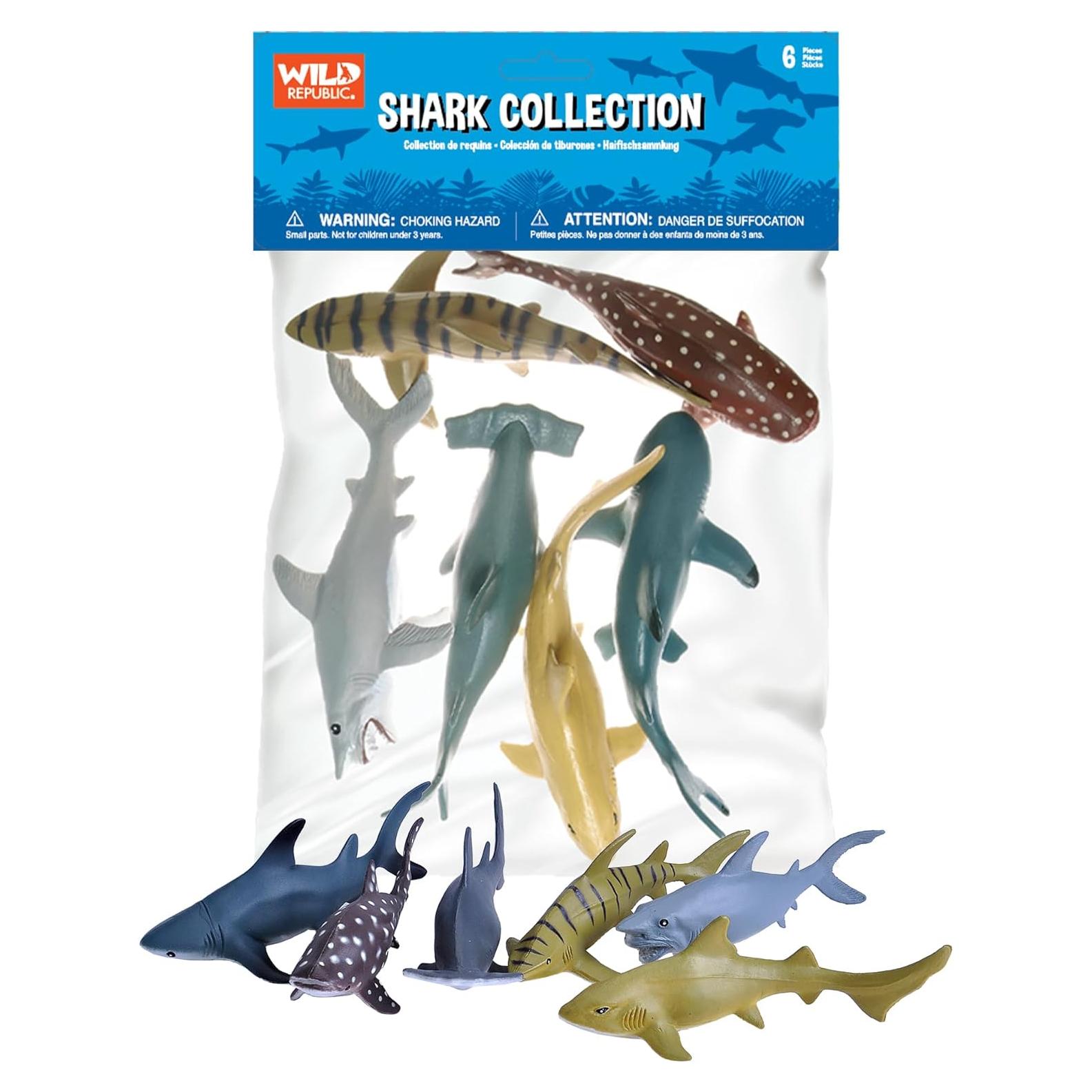 Bolsa de Juguetes de Tiburón Wild Republic - 6 Piezas Realistas