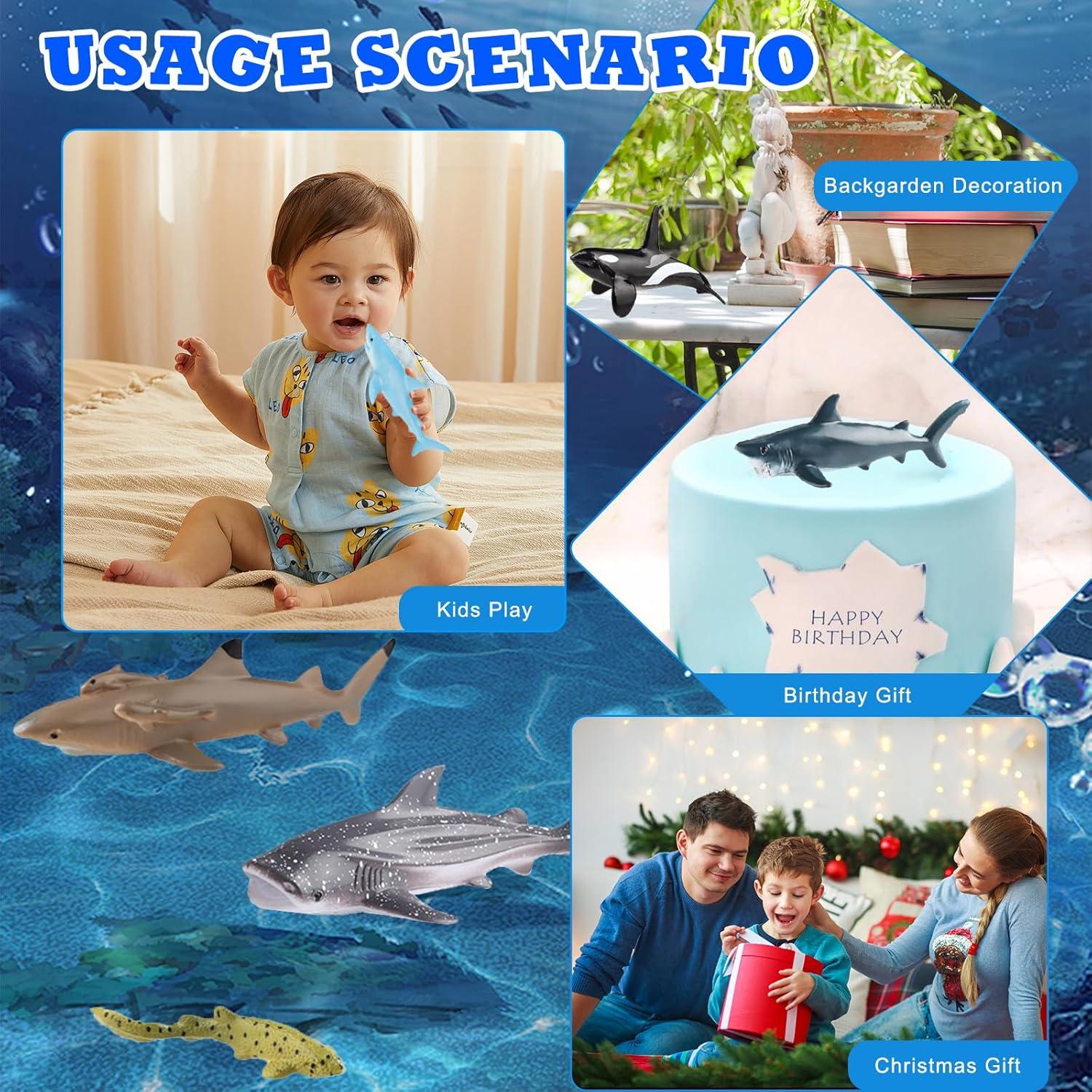 Set de 12 Figuras de Animales Marinos SCAHOW - Juguetes Realistas