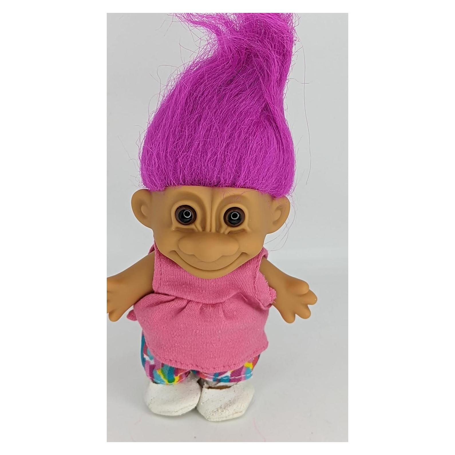 Muñeca Troll Retro Vintage 1990s Cabello Morado 12.7 cm