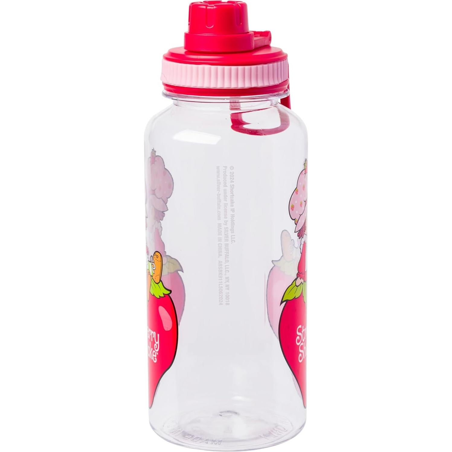 Botella de Plástico 0.95L Silver Buffalo con Stickers Pastel de Fresa