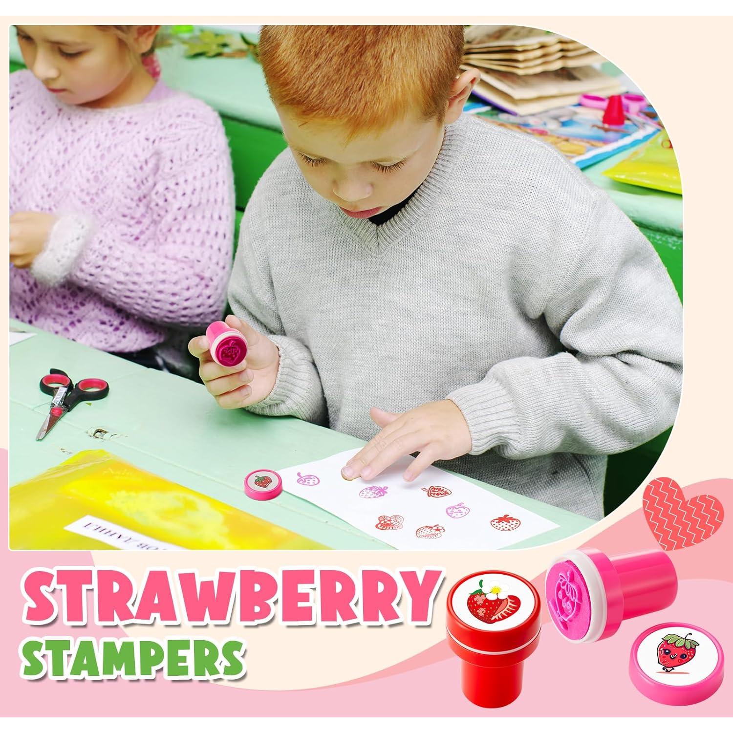 24 Sellos Mini de Fresa MotiMind para Fiesta y Aula