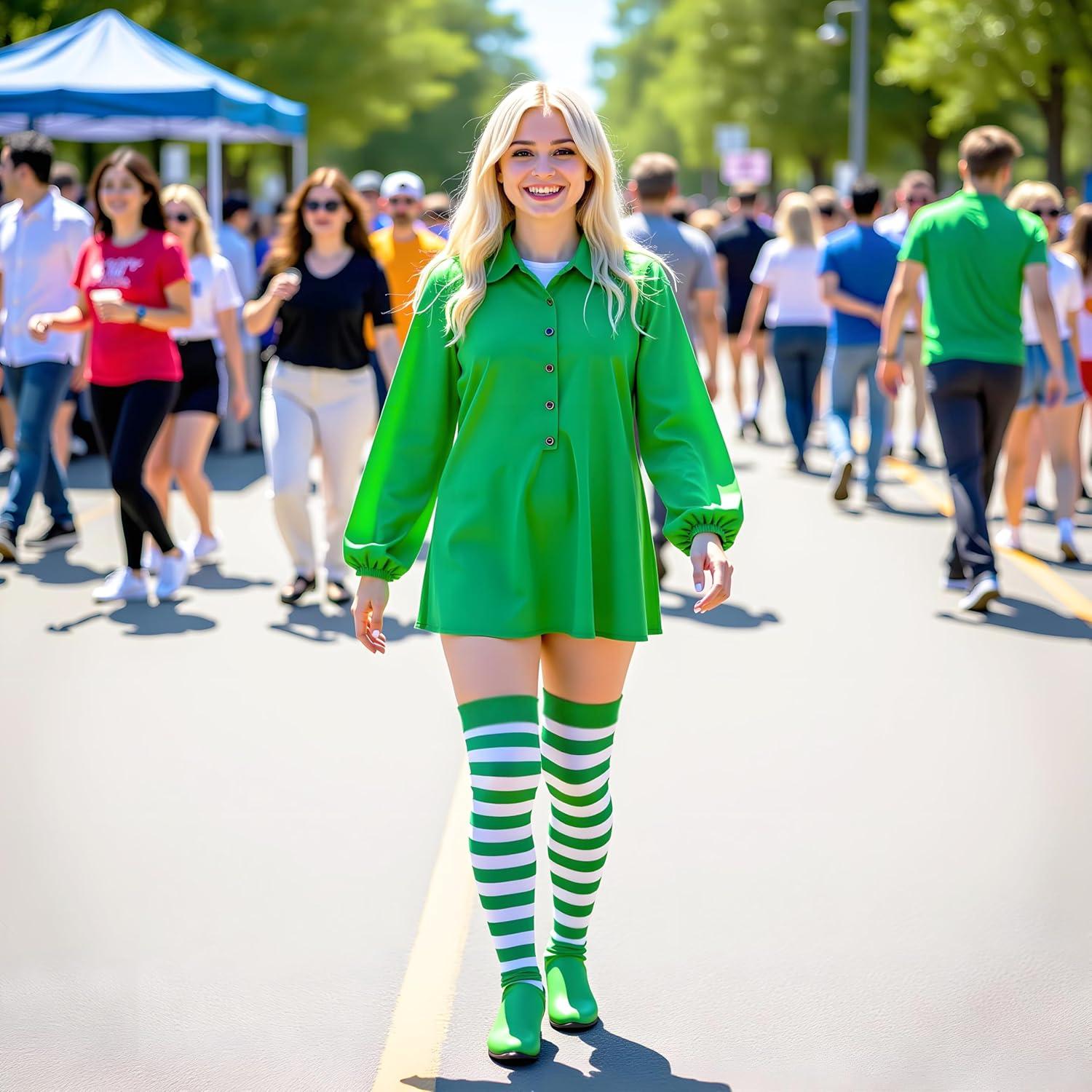 Calcetines de Rayas Verdes ZLIXING para Disfraz Adultos y Niños