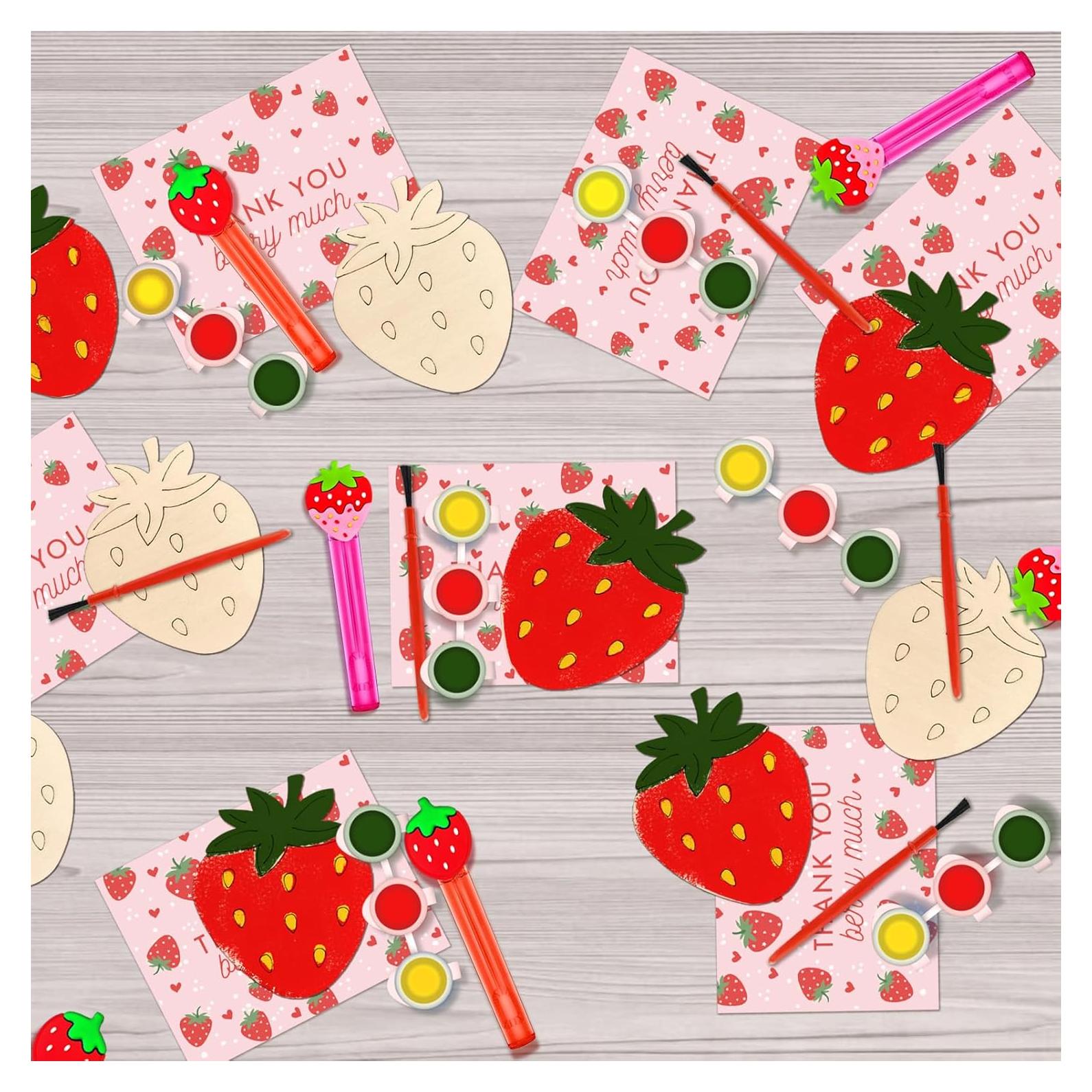 Kit de Pintura de Madera Jengaer Fresa - 12 Piezas para Fiesta