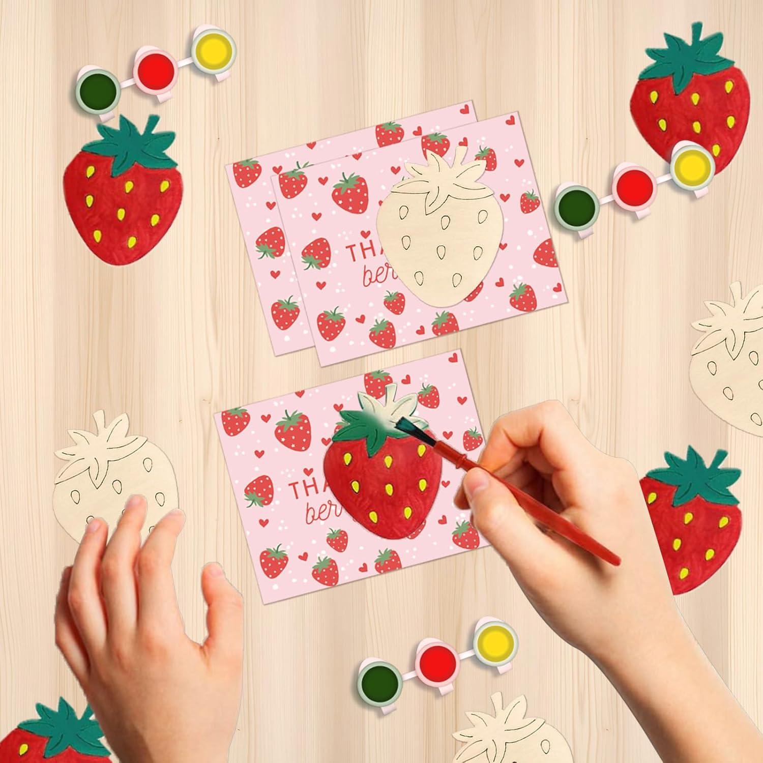 Kit de Pintura de Madera Jengaer Fresa - 12 Piezas para Fiesta