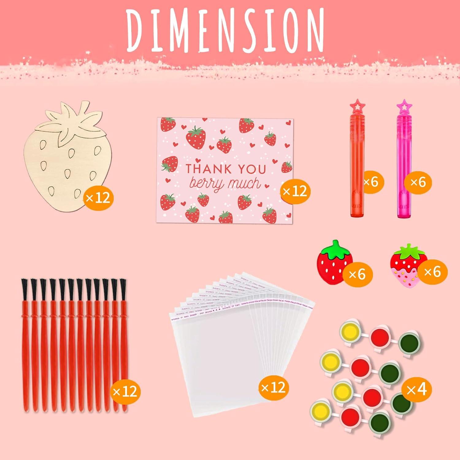 Kit de Pintura de Madera Jengaer Fresa - 12 Piezas para Fiesta