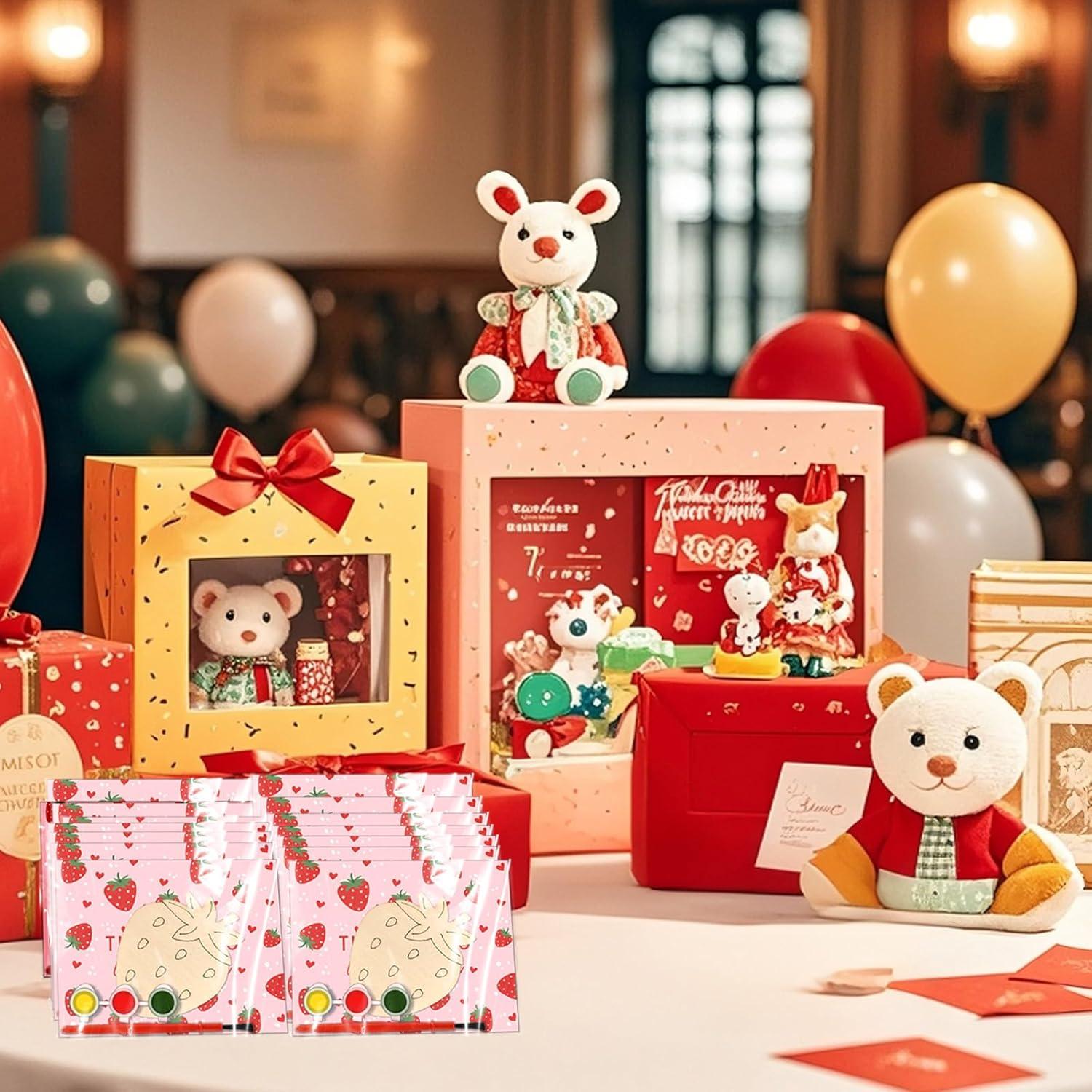 Kit de Pintura de Madera Jengaer Fresa - 12 Piezas para Fiesta