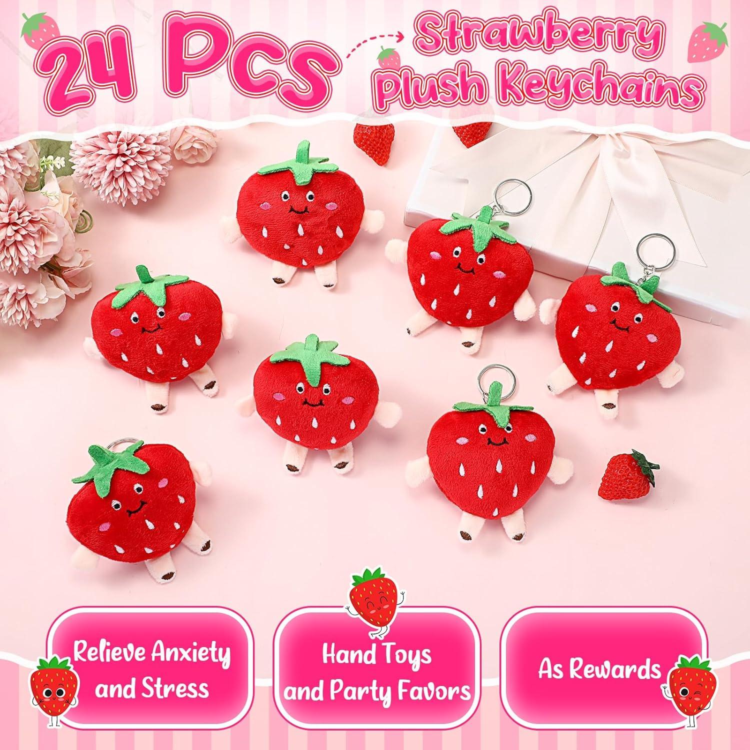 Llavero de Fresa de Peluche XunYee - 24 Piezas Kawaii