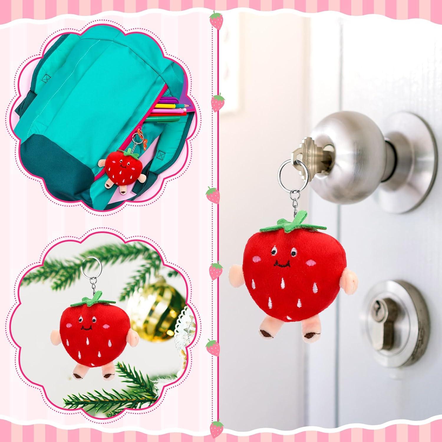 Llavero de Fresa de Peluche XunYee - 24 Piezas Kawaii