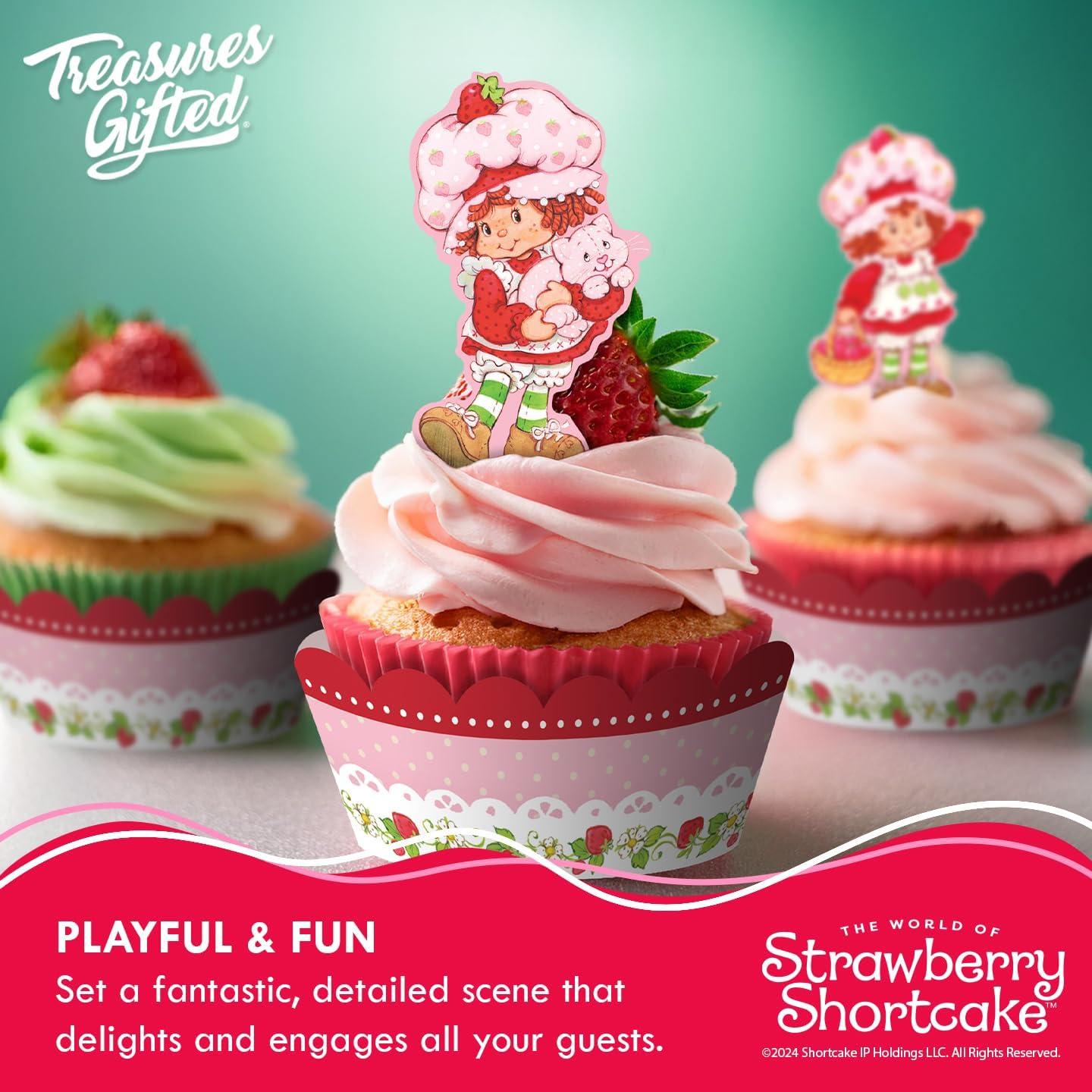 Decoraciones de Pastel de Fresa Treasures Gifted - 24 Adornos y Fundas