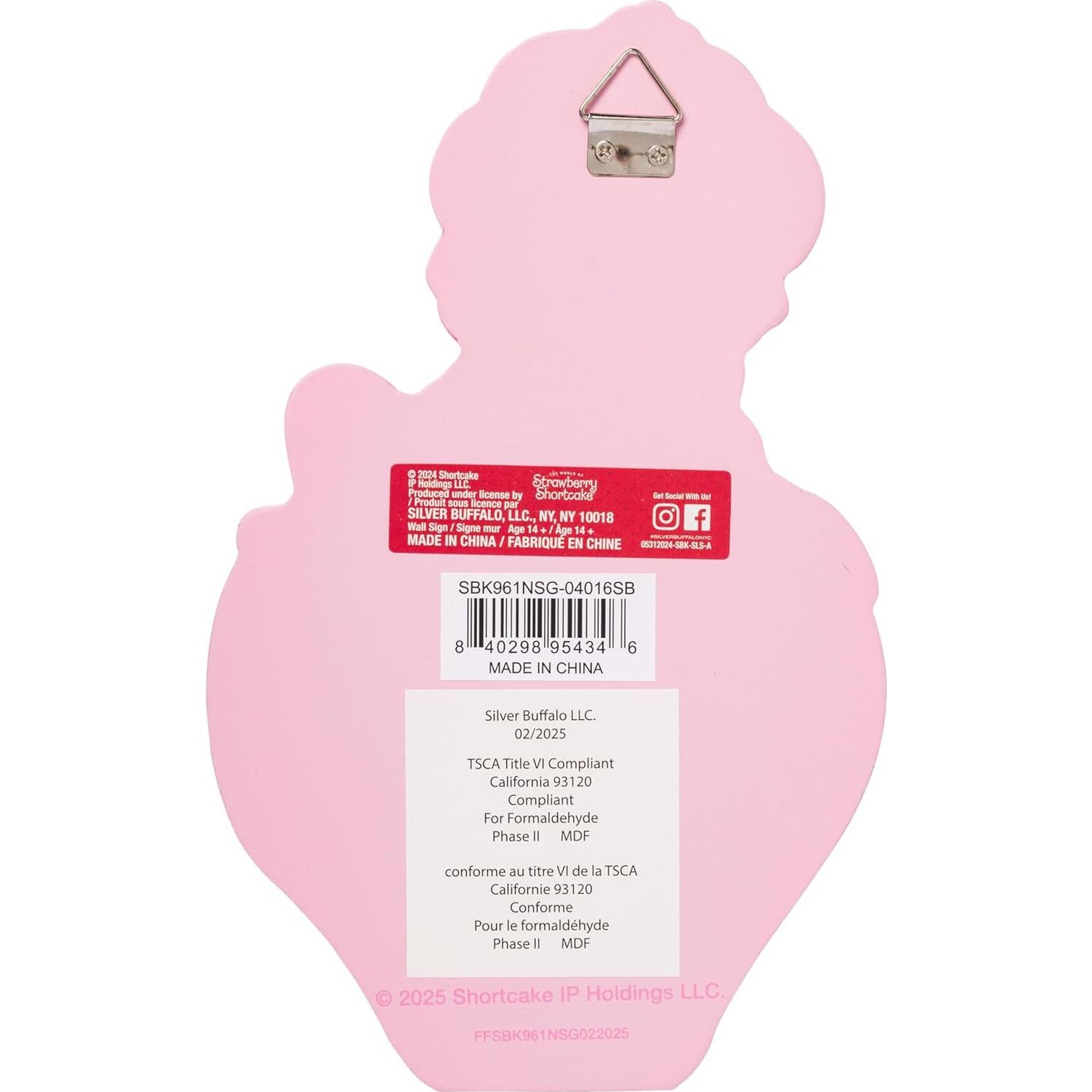 Señal de Pared MDF Glitter Fresa Shortcake Silver Buffalo