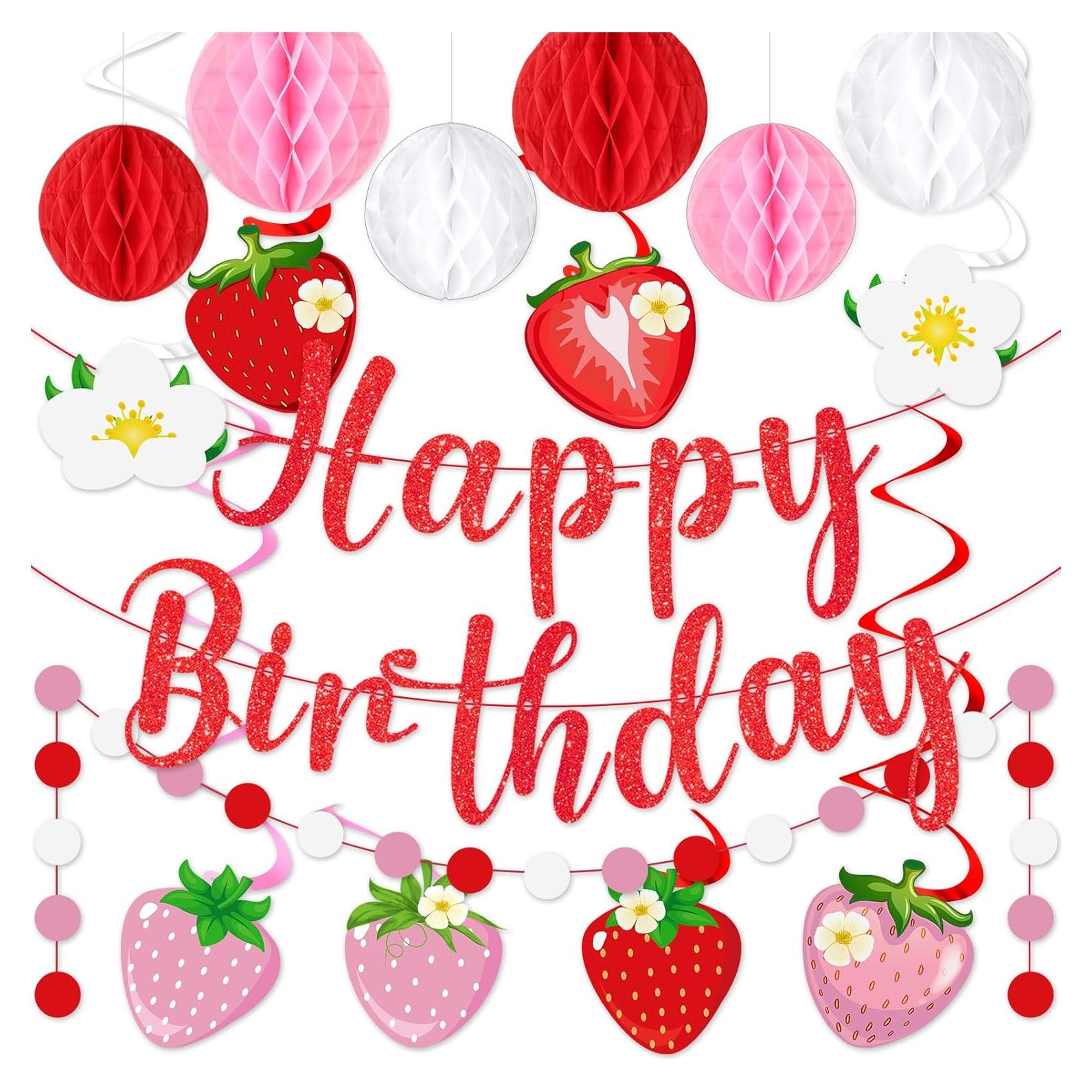 Decoraciones de Fiesta de Cumpleaños Fresa Peconal - 1er Cumpleaños