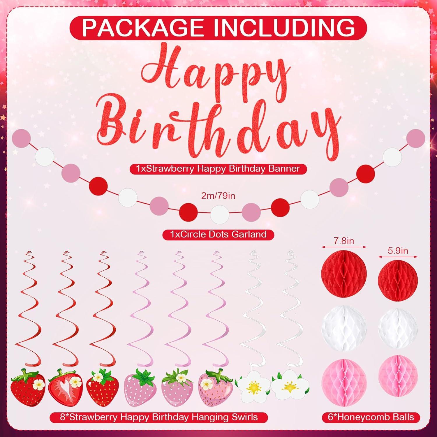 Decoraciones de Fiesta de Cumpleaños Fresa Peconal - 1er Cumpleaños