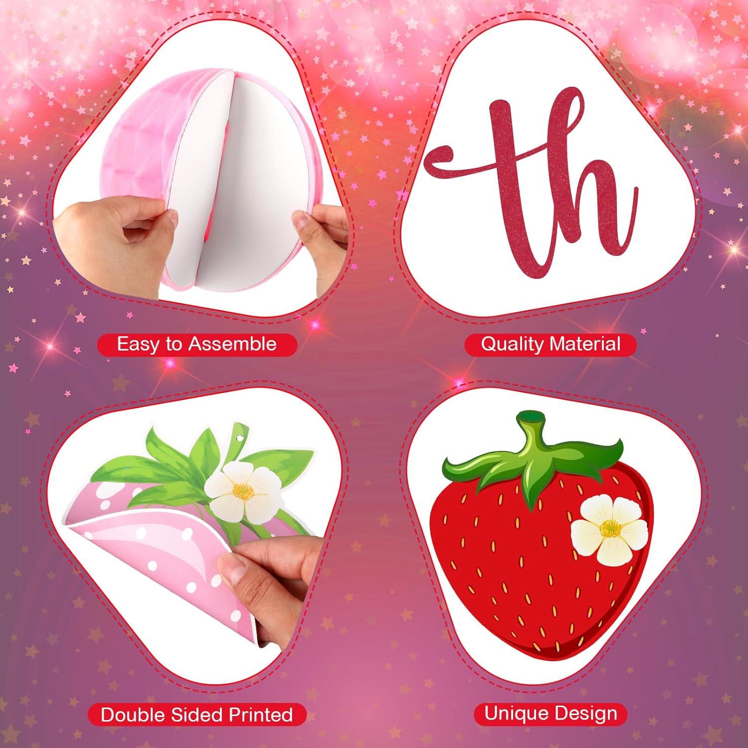 Decoraciones de Fiesta de Cumpleaños Fresa Peconal - 1er Cumpleaños