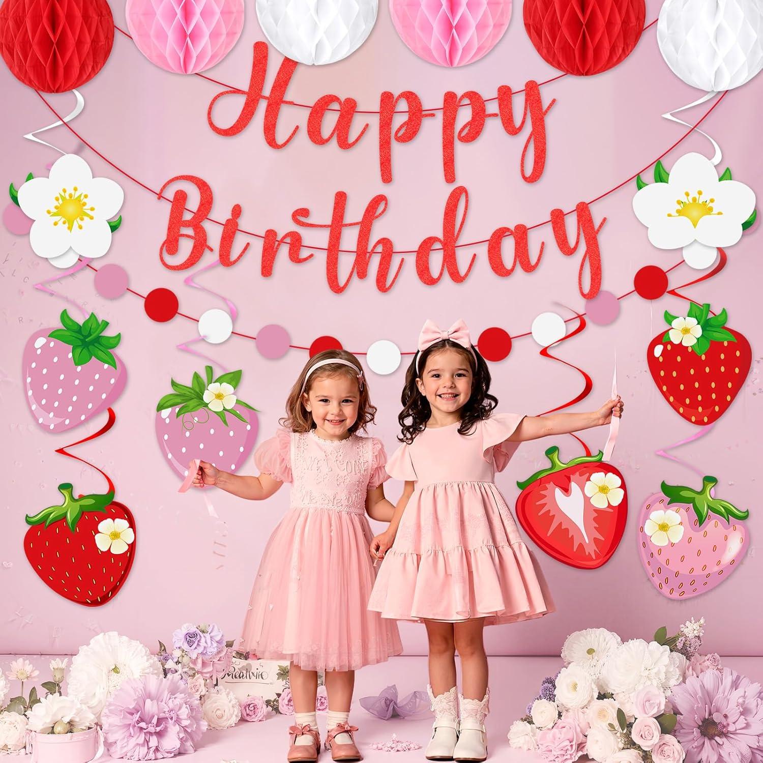 Decoraciones de Fiesta de Cumpleaños Fresa Peconal - 1er Cumpleaños