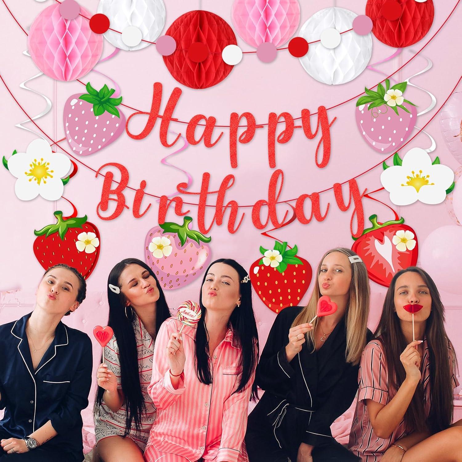 Decoraciones de Fiesta de Cumpleaños Fresa Peconal - 1er Cumpleaños