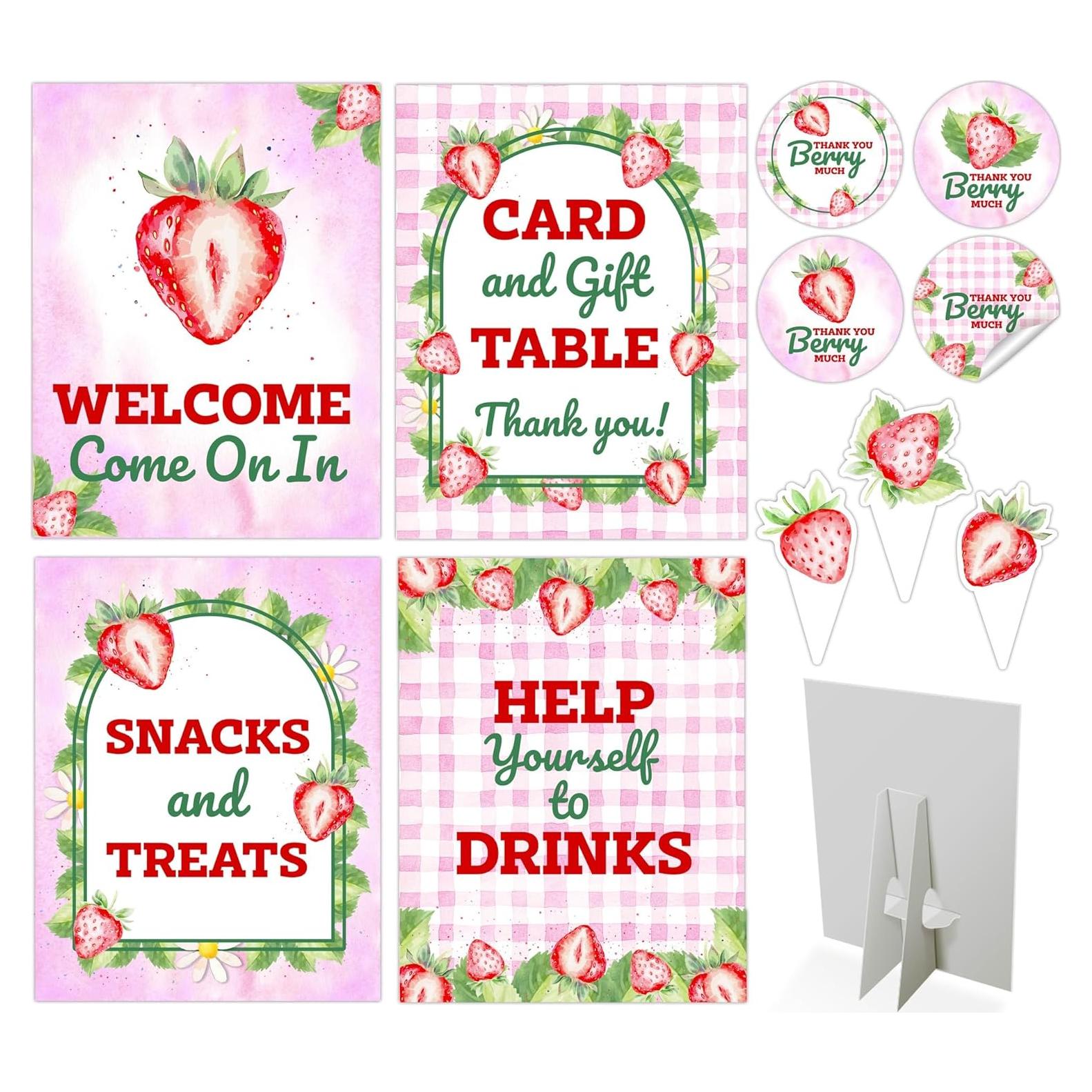 80 Piezas Decoraciones de Cumpleaños Fresa - Bella y Bentley