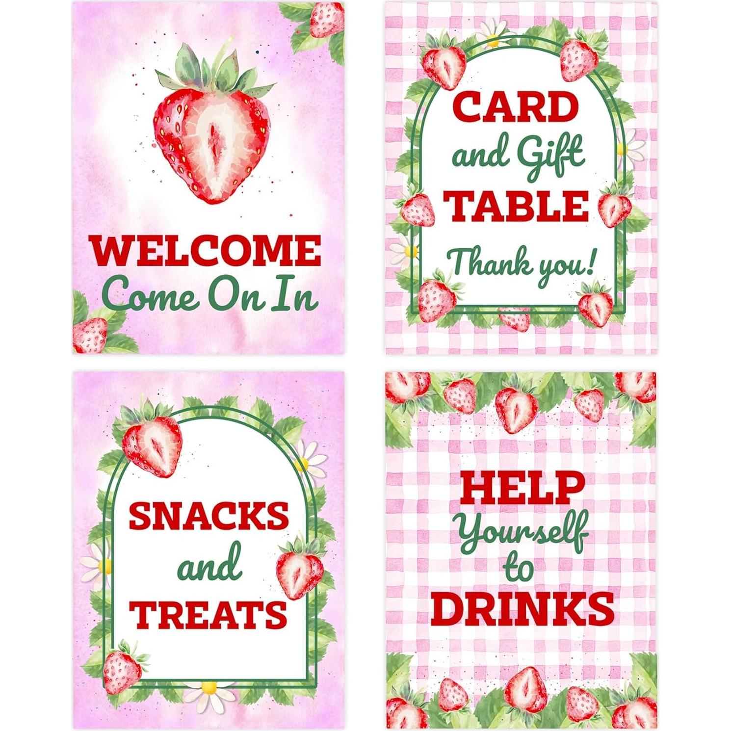 80 Piezas Decoraciones de Cumpleaños Fresa - Bella y Bentley