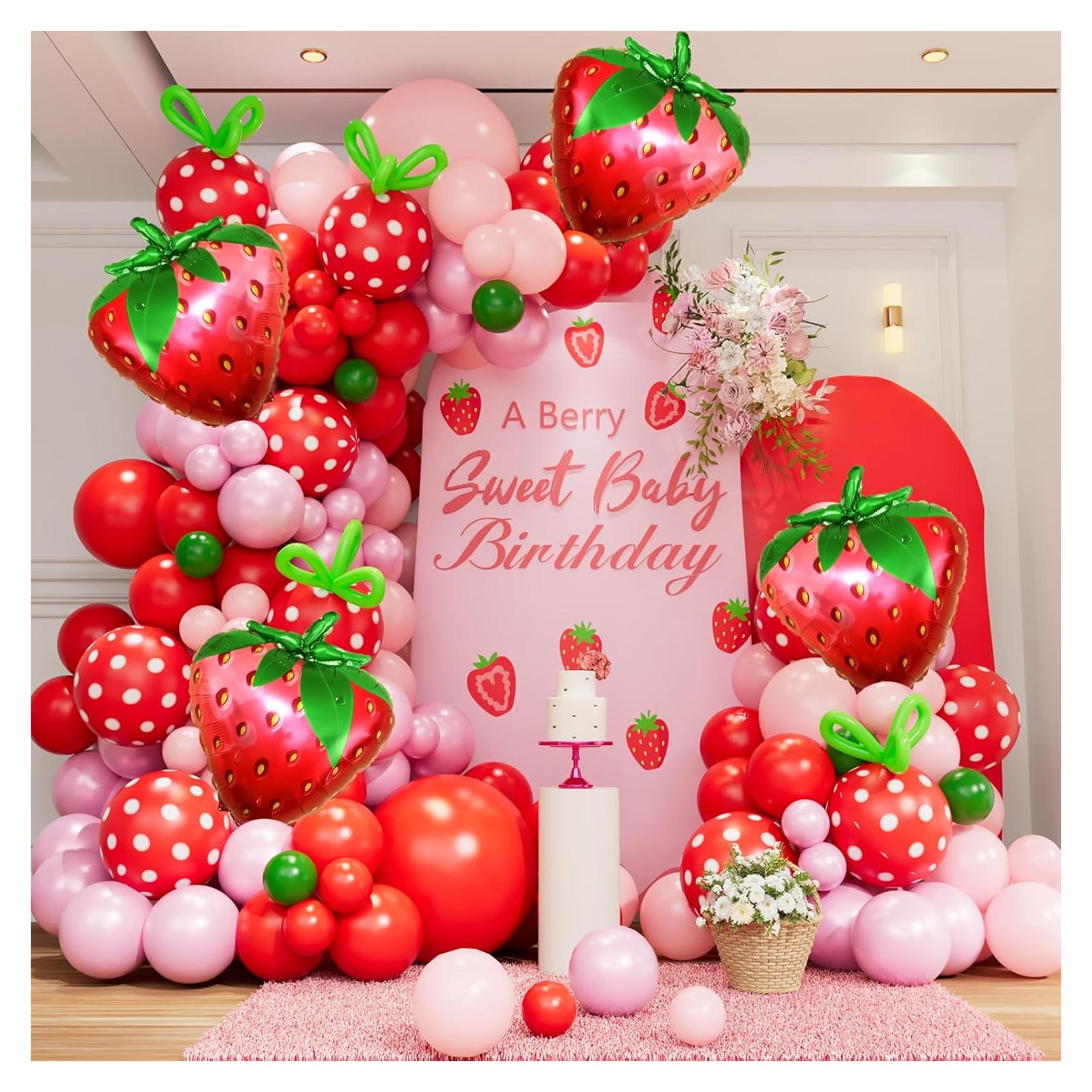 Kit Arco de Globos de Fresa Wecepar - 137 Piezas para Fiesta