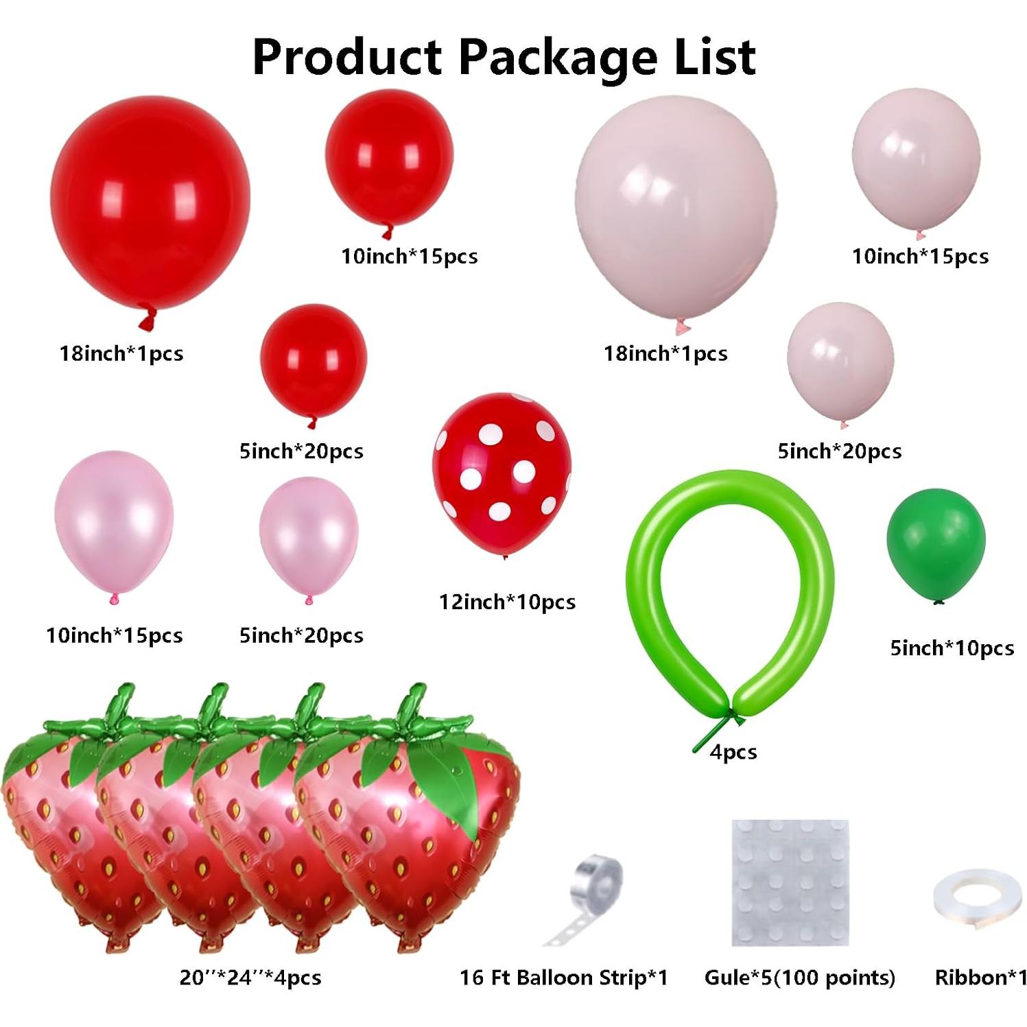 Kit Arco de Globos de Fresa Wecepar - 137 Piezas para Fiesta