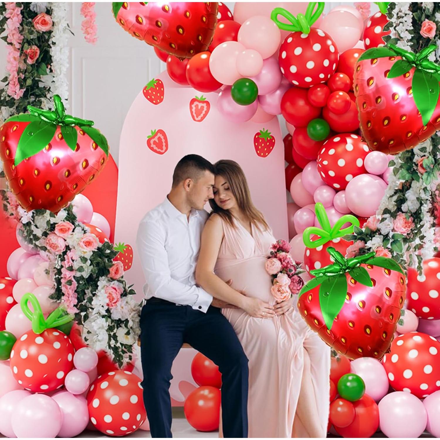 Kit Arco de Globos de Fresa Wecepar - 137 Piezas para Fiesta