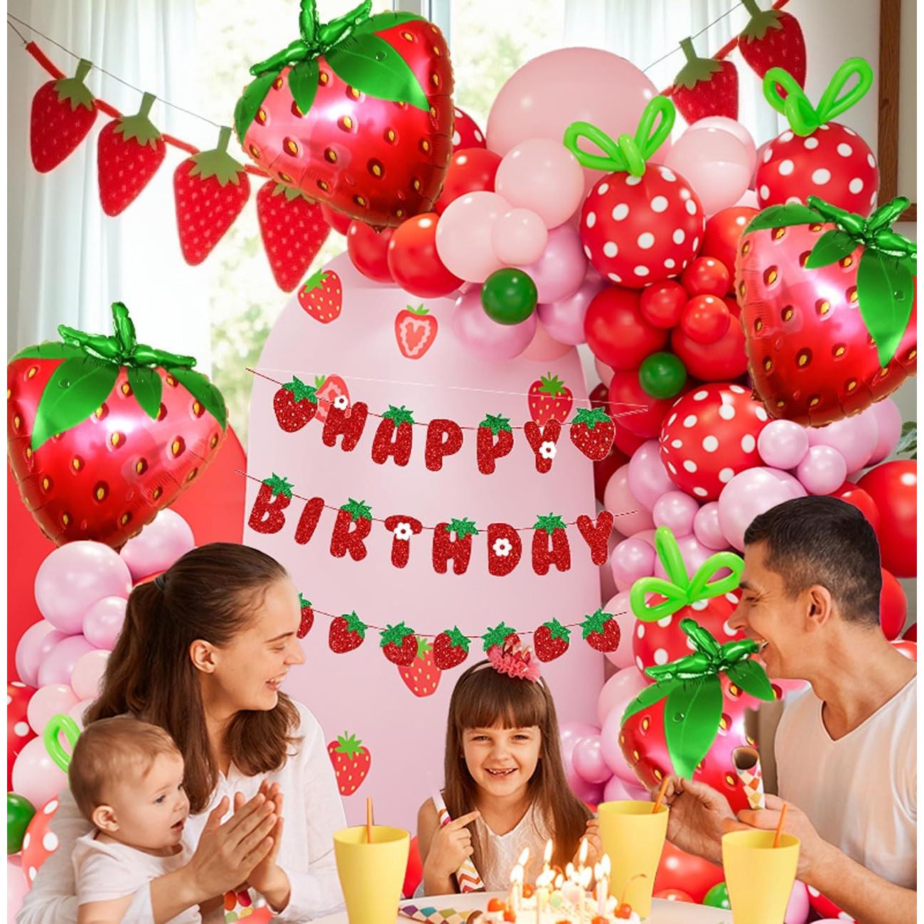 Kit Arco de Globos de Fresa Wecepar - 137 Piezas para Fiesta