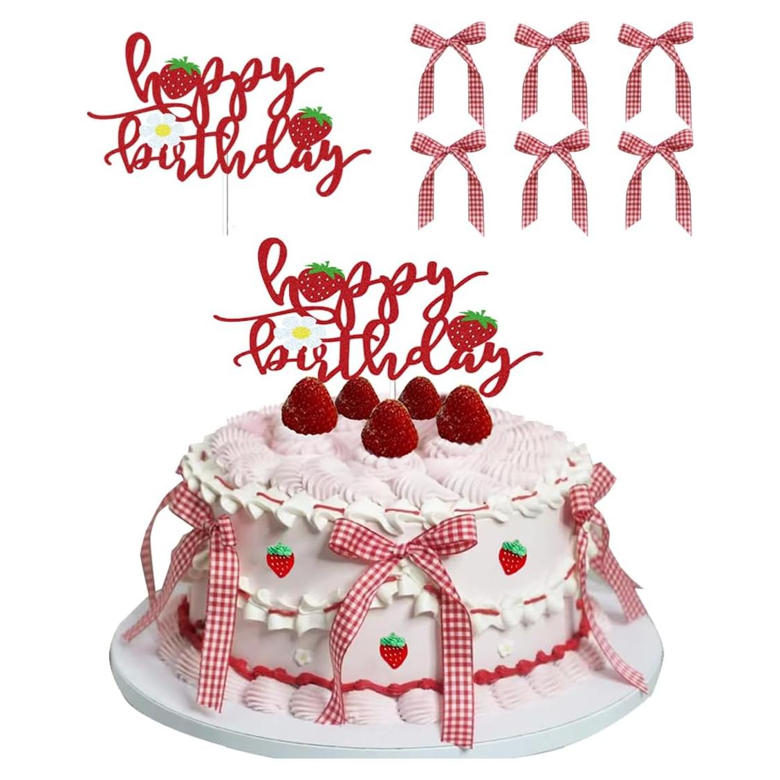 Adorno de Cumpleaños Feliz DiDida con Lazos para Pastel